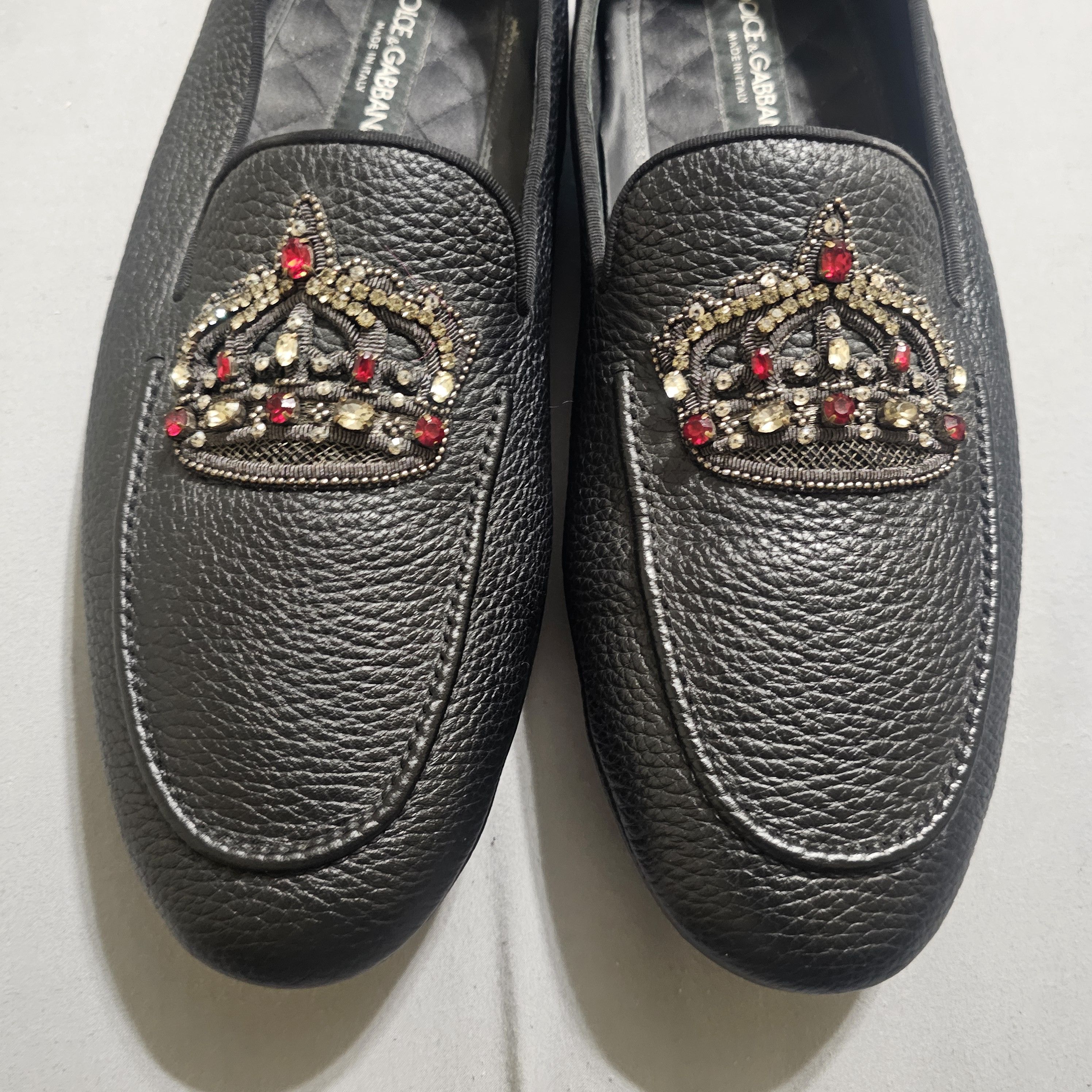Dolce & Gabbana DOLCE & GABBANA Crystal Baroque Crown Leather KING DRIVER Size US 11 / EU 44 - 3 Thumbnail
