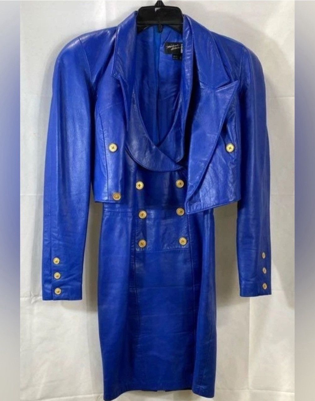 Michael Hoban Michael Hoban Women Blue Leather Dress Suit Size S Small Size S / US 4 / IT 40 - 6 Thumbnail