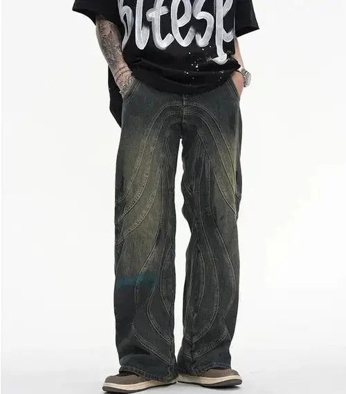 Jean VIBE Y2K Dirty Grunge Hip Hop Baggy Jeans Size US 34 / EU 50 - 3 Thumbnail