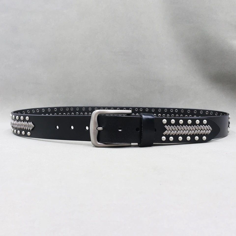Other Rivets Decorated Twist Leather Belt Size ONE SIZE - 4 Thumbnail