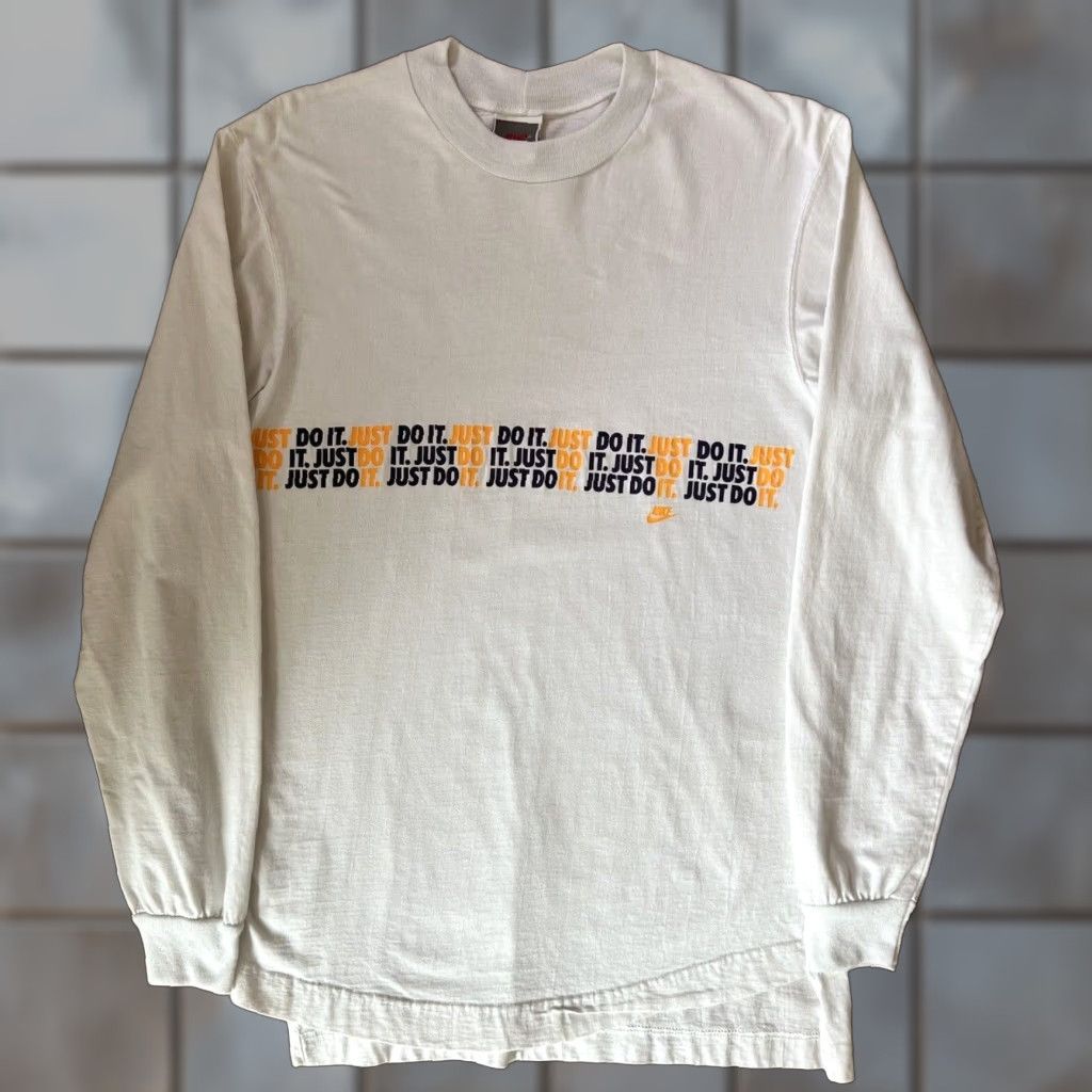 Nike VINTAGE Nike Just Do It Shirt Small White 90s Long Sleeve Made in USA Oregon Mens S White Nike Shirt 90s Size US S / EU 44-46 / 1 - 1 Thumbnail