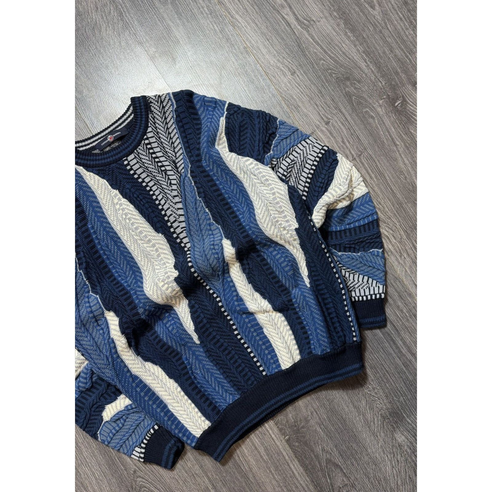Vintage 90s Vintage Blue Coogi Style Cable Knit Sweater / Tundra Size US L / EU 52-54 / 3 - 3 Thumbnail
