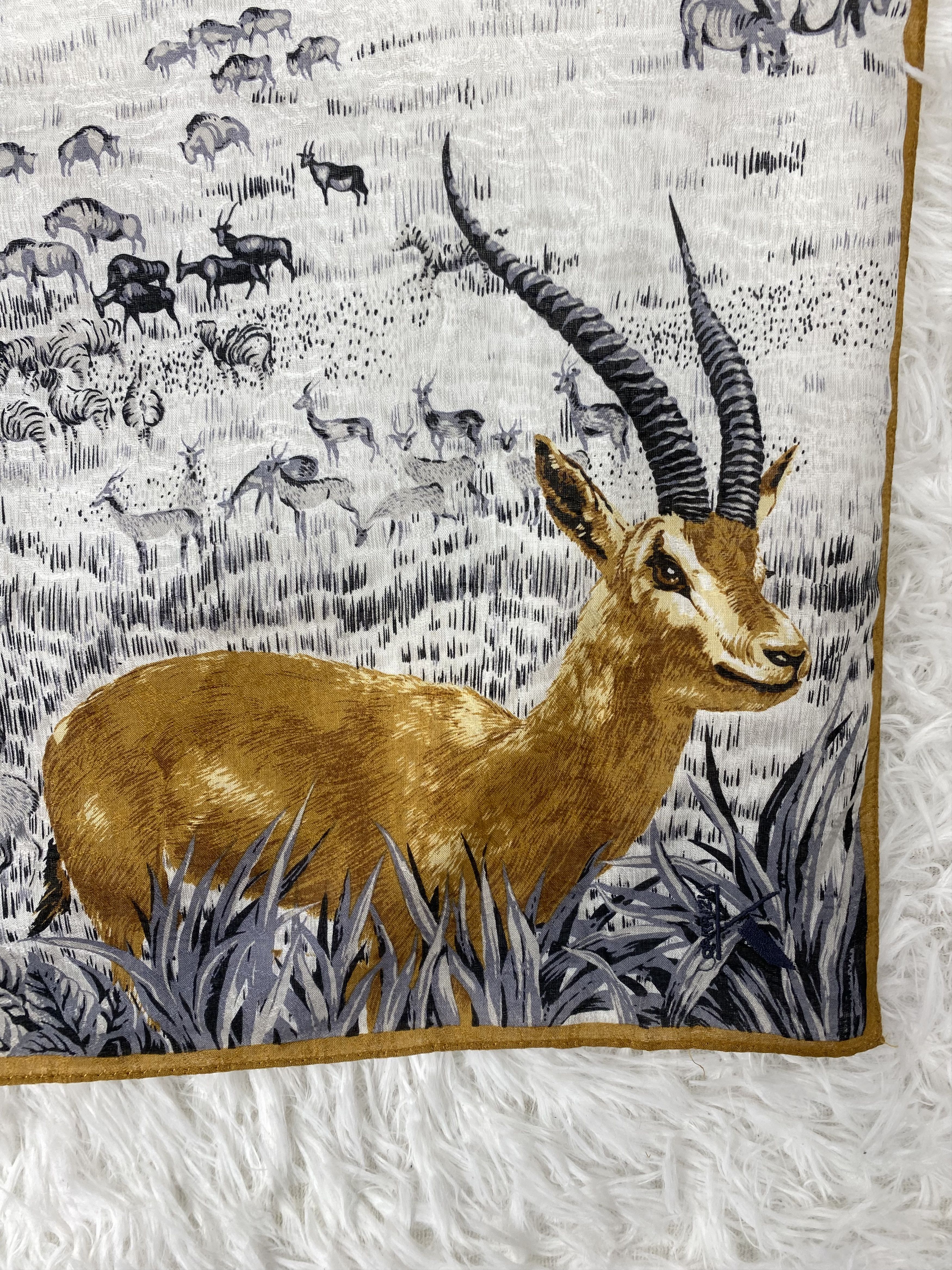 Vintage Vintage Deer Pattern Handkerchief Neckerchief PH0714 Size ONE SIZE - 5 Thumbnail