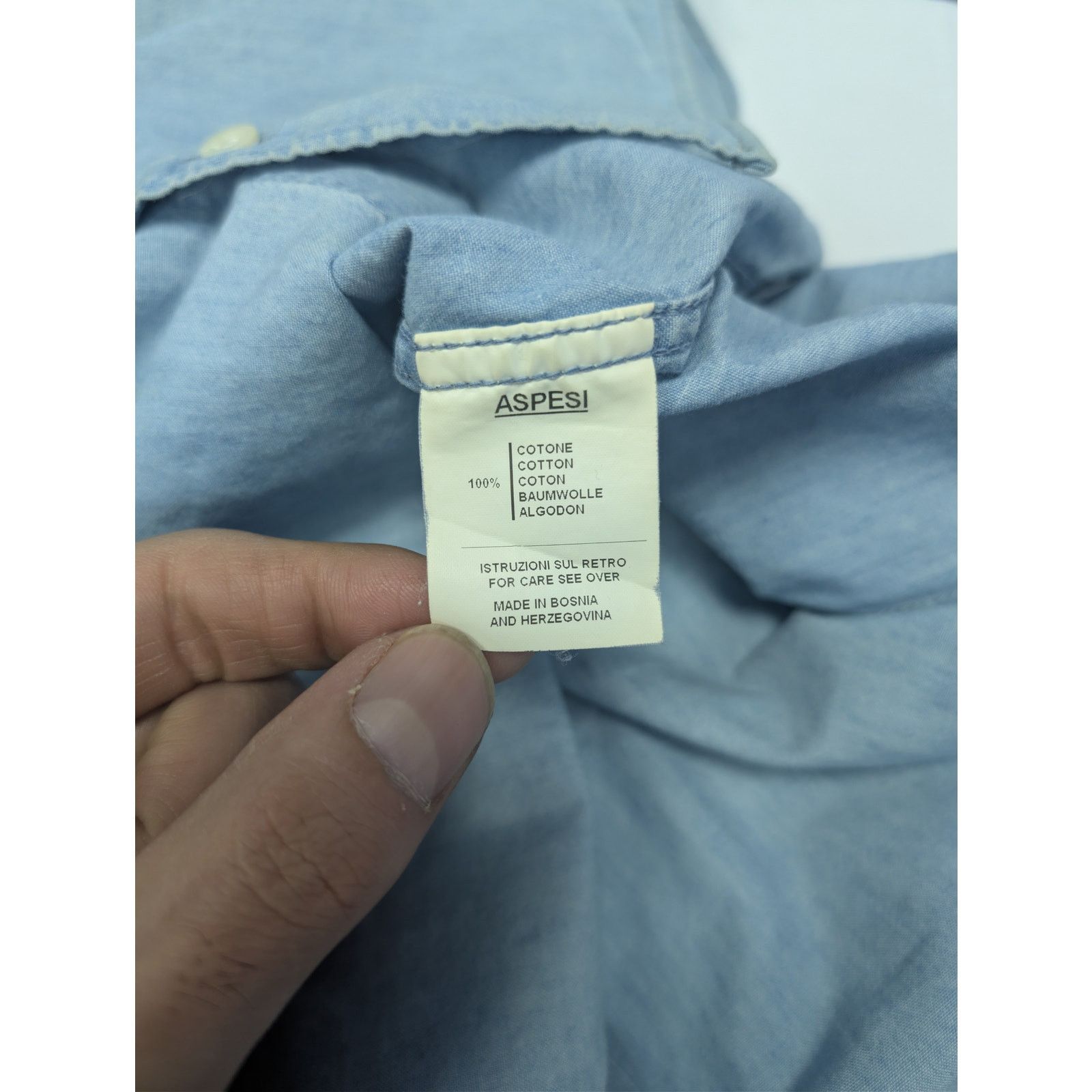 Aspesi o1rshd1 CC20 Casual shirt Sedici Shirt in Light Denim Blue Size US M / EU 48-50 / 2 - 17 Thumbnail