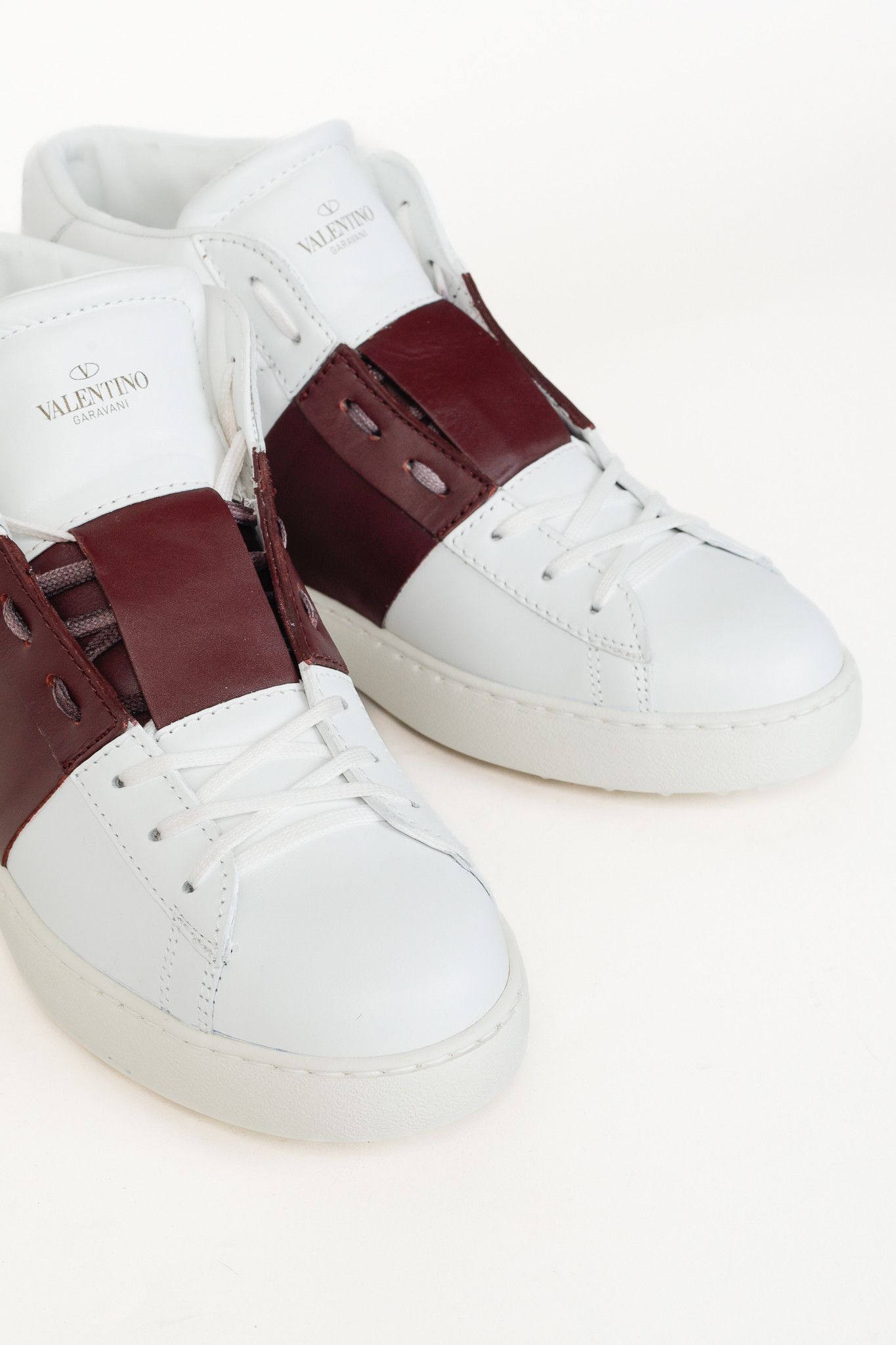 Valentino Valentino Garavani Men's White & Burgundy Leather Sneakers Size US 11 / EU 44 - 6 Thumbnail
