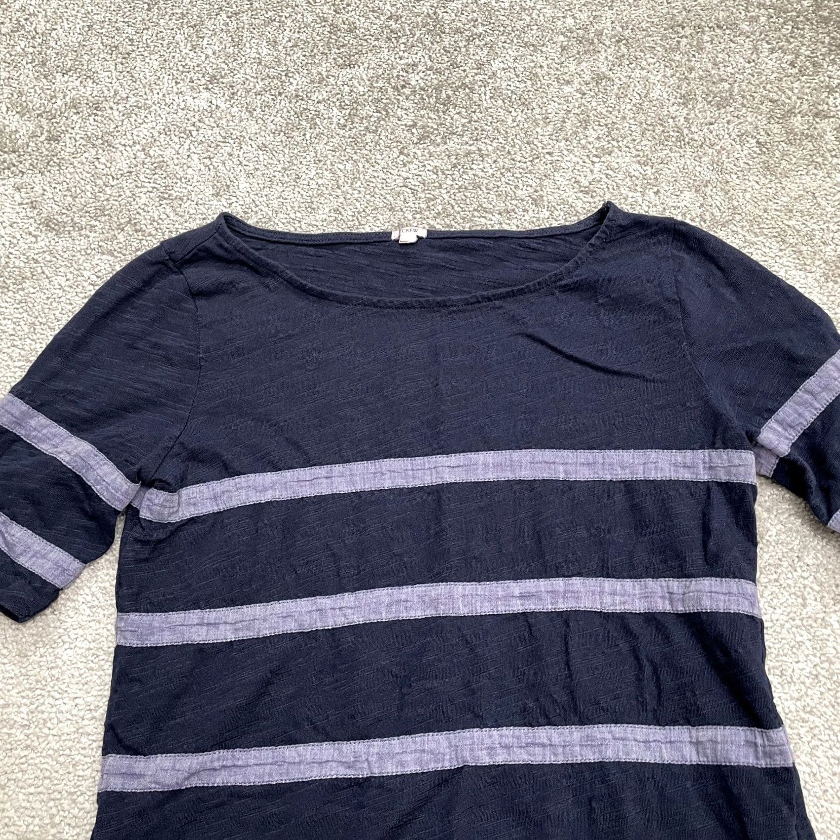 J.Crew VINTAGE: No J.CREW T-Shirt Shirt Womens XS Blue Short Sleeve Mock Neck 100% Cotton Easy Care Stretch All Seasons Casual Womens Size XS / US 0-2 / IT 36-38 - 3 Thumbnail