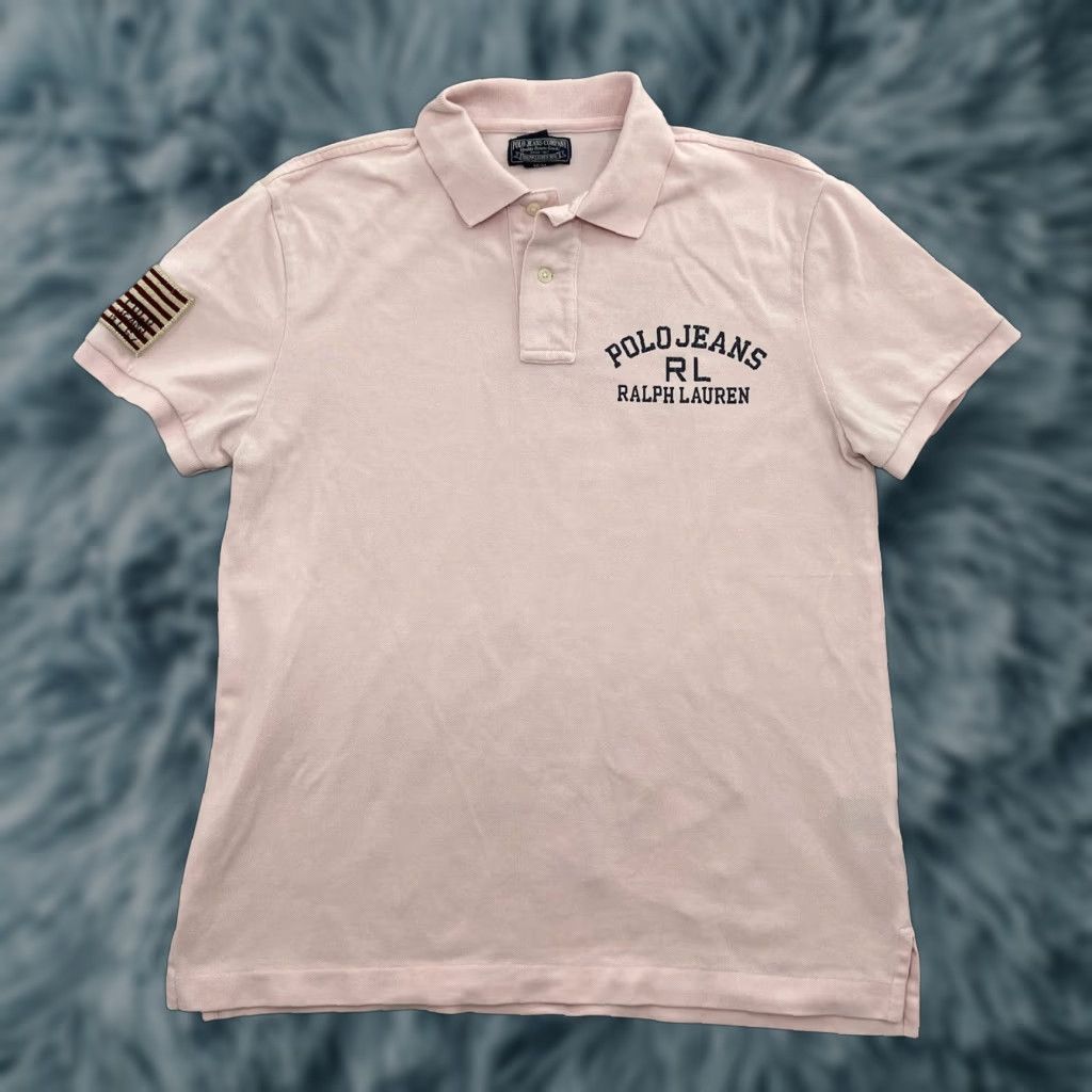 Ralph Lauren Vintage Ralph Lauren Polo Shirt Men Medium Pink USA Flag Embroidered Classic Polo All Seasons Size US M / EU 48-50 / 2 - 1 Thumbnail