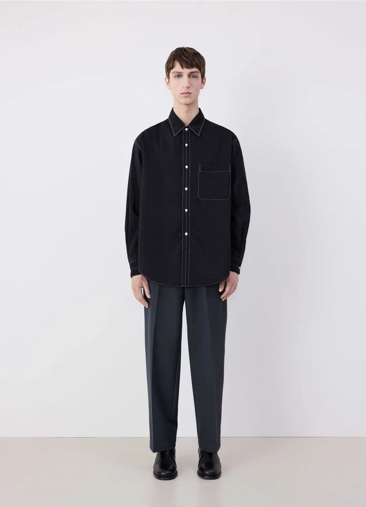 Lemaire o1h1sh11224 Contrast Stitch Easy Shirt in Black Size US M / EU 48-50 / 2 - 1 Thumbnail