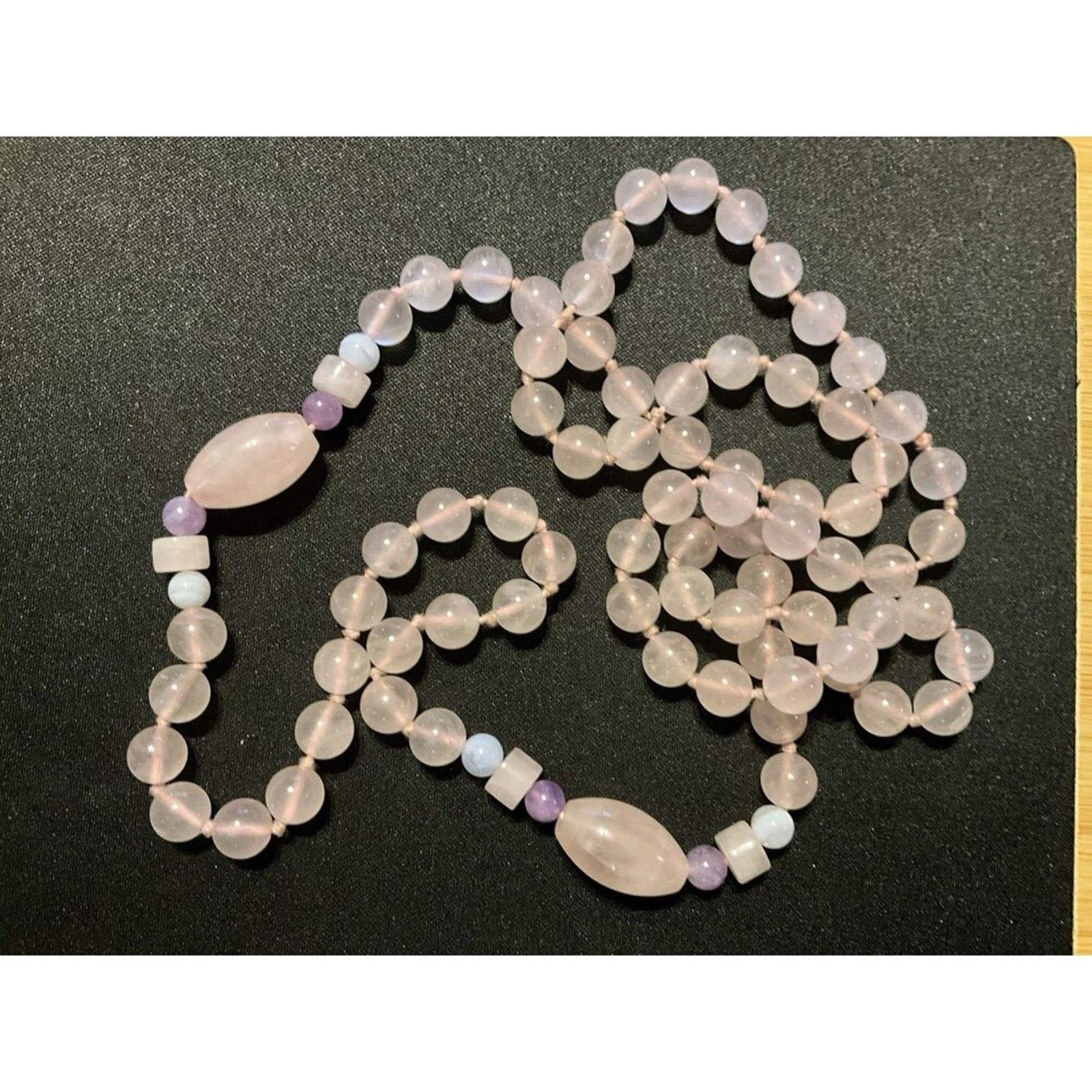 Other Rosequartz Amethyst 32in No Clasp Hand Knotted 32in Necklace Size ONE SIZE - 2 Thumbnail