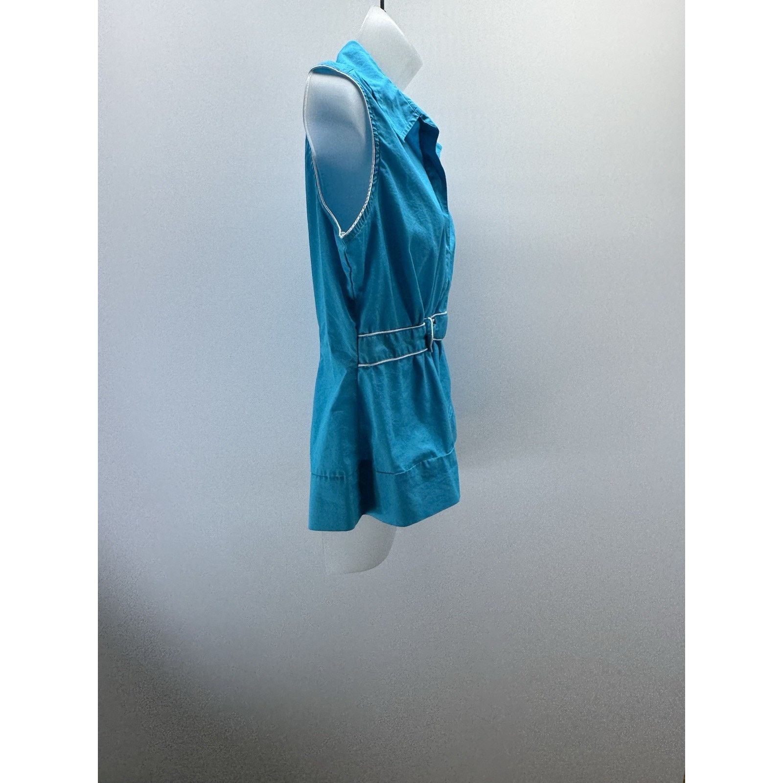 Other Cato Women's Blue Cotton Blend Tank Top White Satin Trim M Size M / US 6-8 / IT 42-44 - 3 Thumbnail
