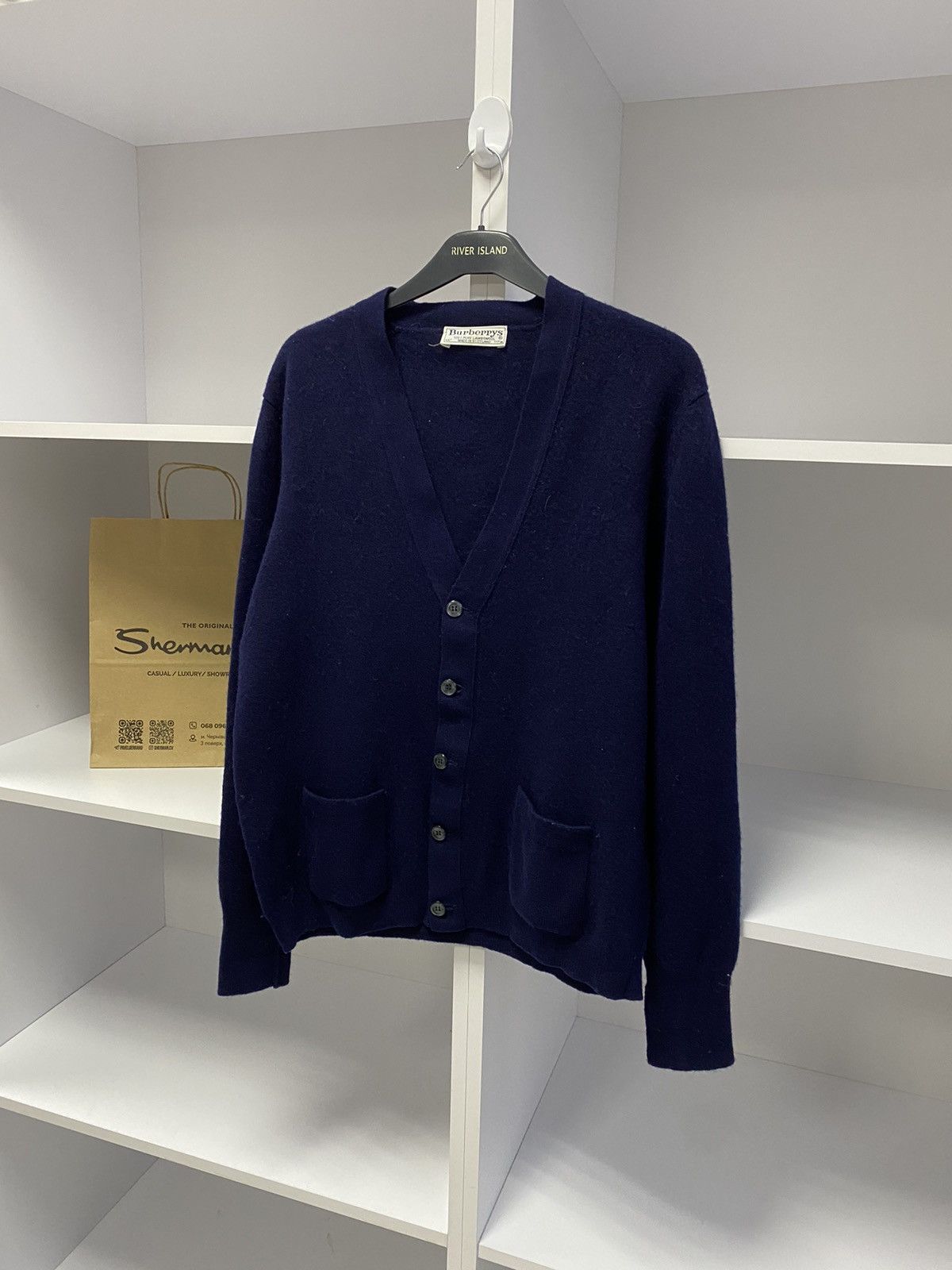 Burberry × Vintage Vintage Burberry wool navy cardigan sweater Size US S / EU 44-46 / 1 - 4 Thumbnail