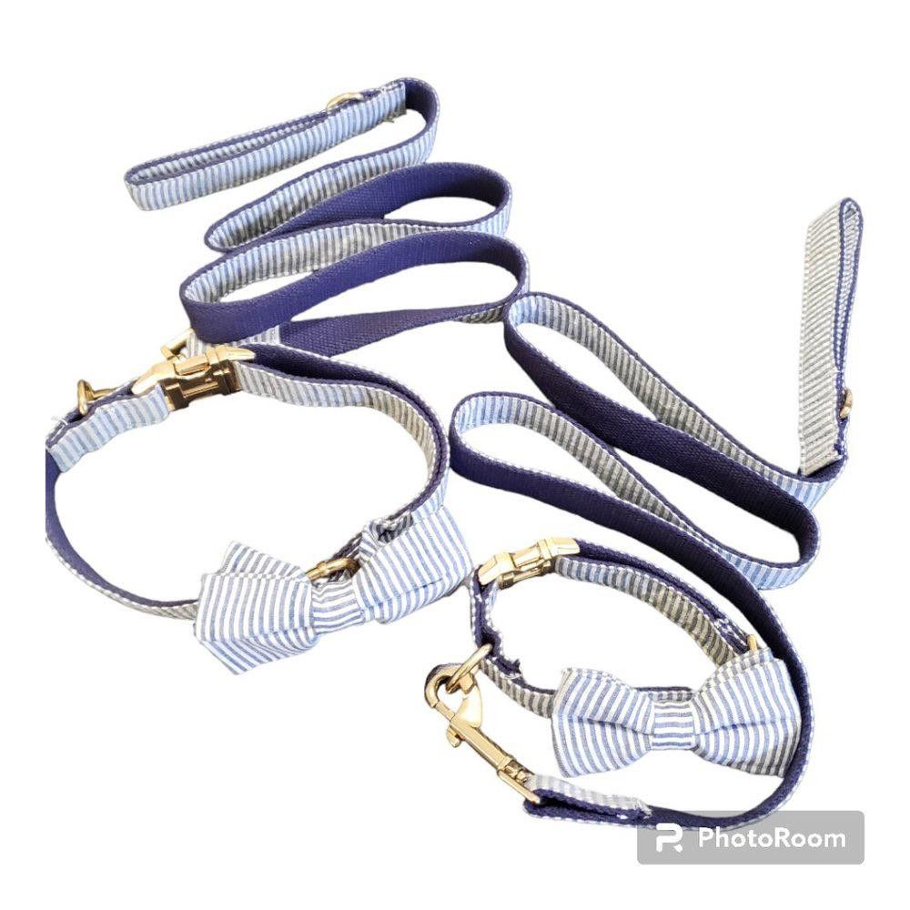 Designer Blue, white, Gold Tone Dog Leash Size ONE SIZE - 6 Thumbnail