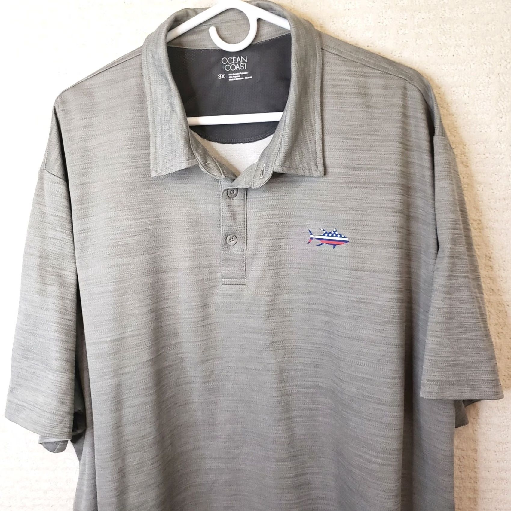 Vintage Ocean & Coast Polo Men's 3XL Gray Short Sleeve Shirt Fish Logo Size US XXL / EU 58 / 5 - 3 Thumbnail