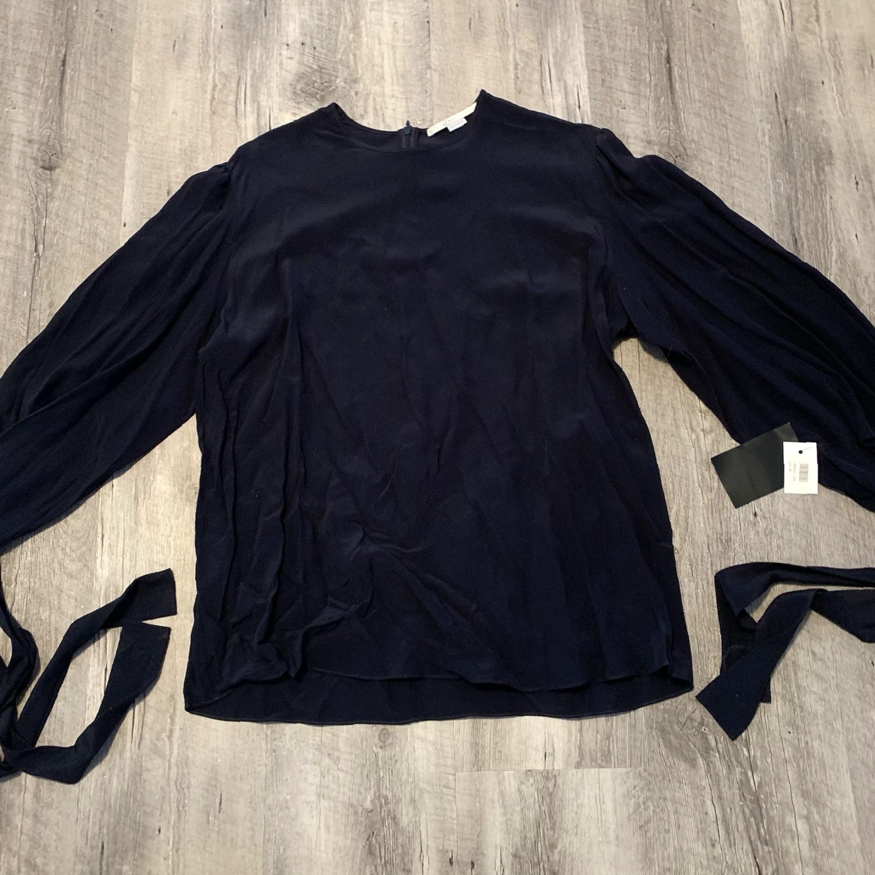 Stella McCartney Stella McCartney Silk Blouse Womens 38 Black Crewneck 3/4 Bell Sleeve Ties Graphic Print Relaxed Fit Vintage No Size XS / US 0-2 / IT 36-38 - 7 Thumbnail