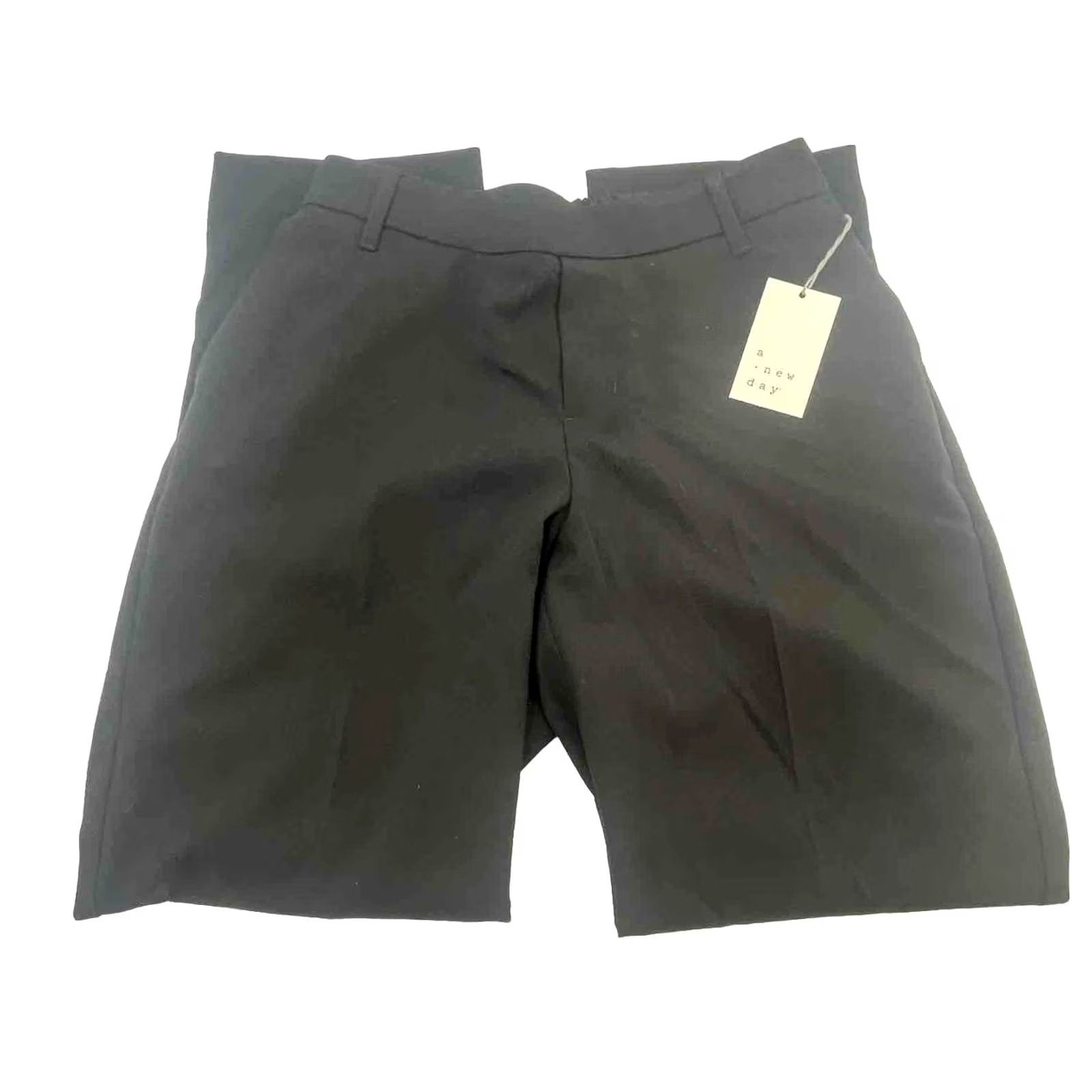 Vintage A New Day Pants Women Small Elastic Waist Black Ankle NWT 26x27 Pockets Mid Rise Flat Front Knit Polyester Blend Regular Straight Womens Size 28" / US 6 / IT 42 - 4 Thumbnail