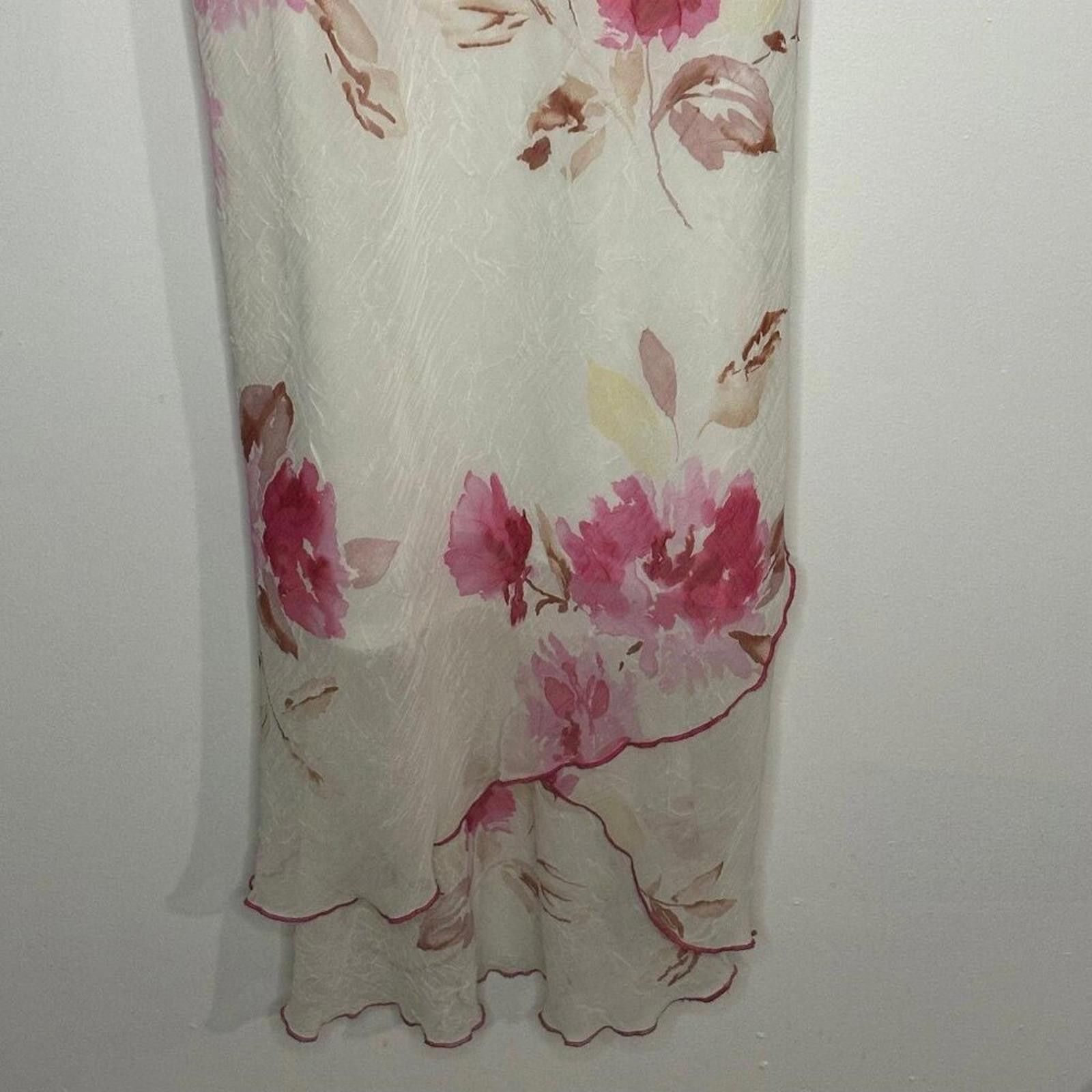 Other Vtg 90s y2k cream pink floral asymmetrical dress jr 9 Size ONE SIZE - 5 Thumbnail