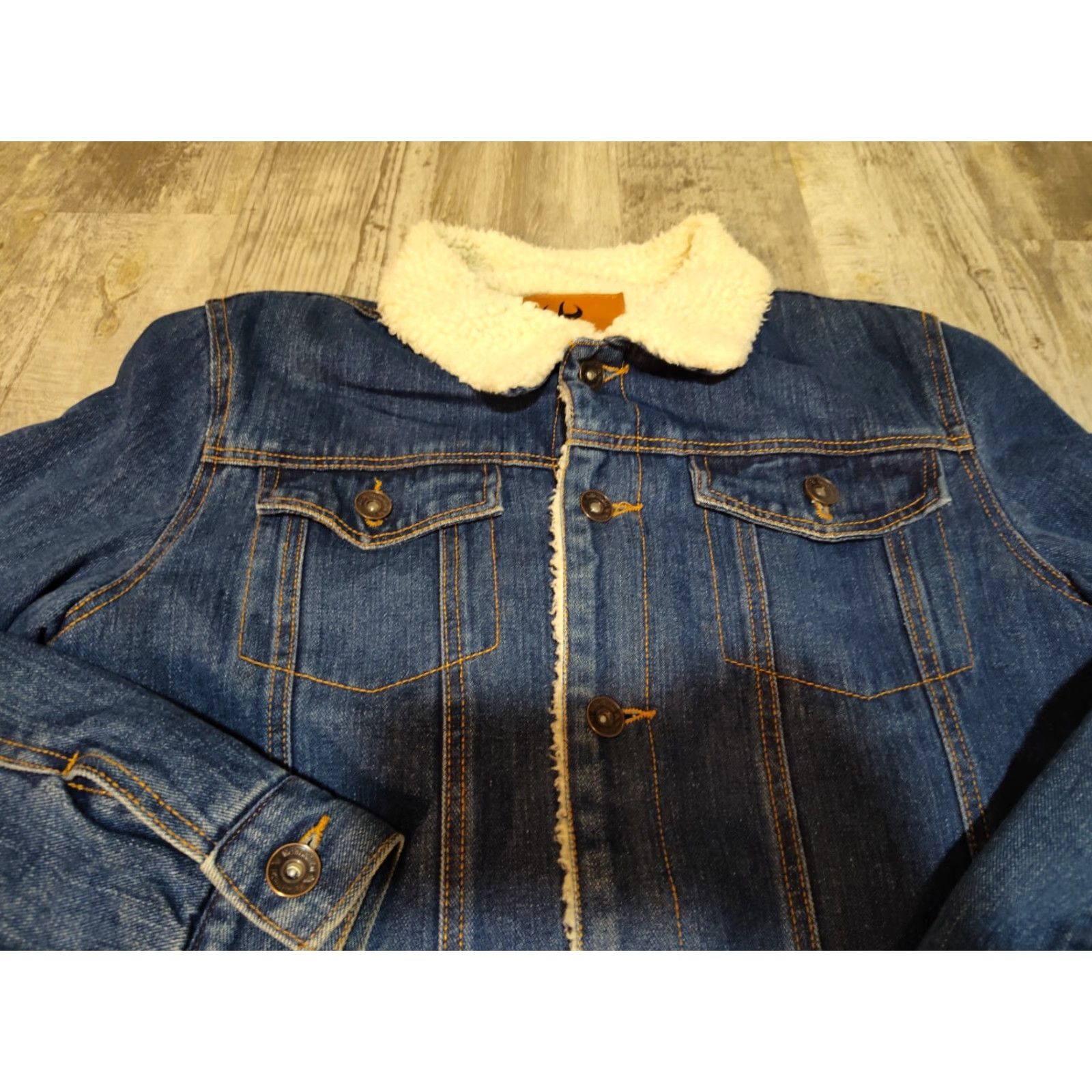 Vintage Weiweiniuzai Jean Jacket Sherpa Lined Very Thick Coat Button Closure EUC! Size US 31 - 6 Thumbnail