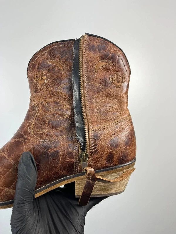 Dingo1969 Dingo Leather Western Ankle Boots Brown Zip Closure Size 9M Size US 9 / IT 39 - 11 Thumbnail