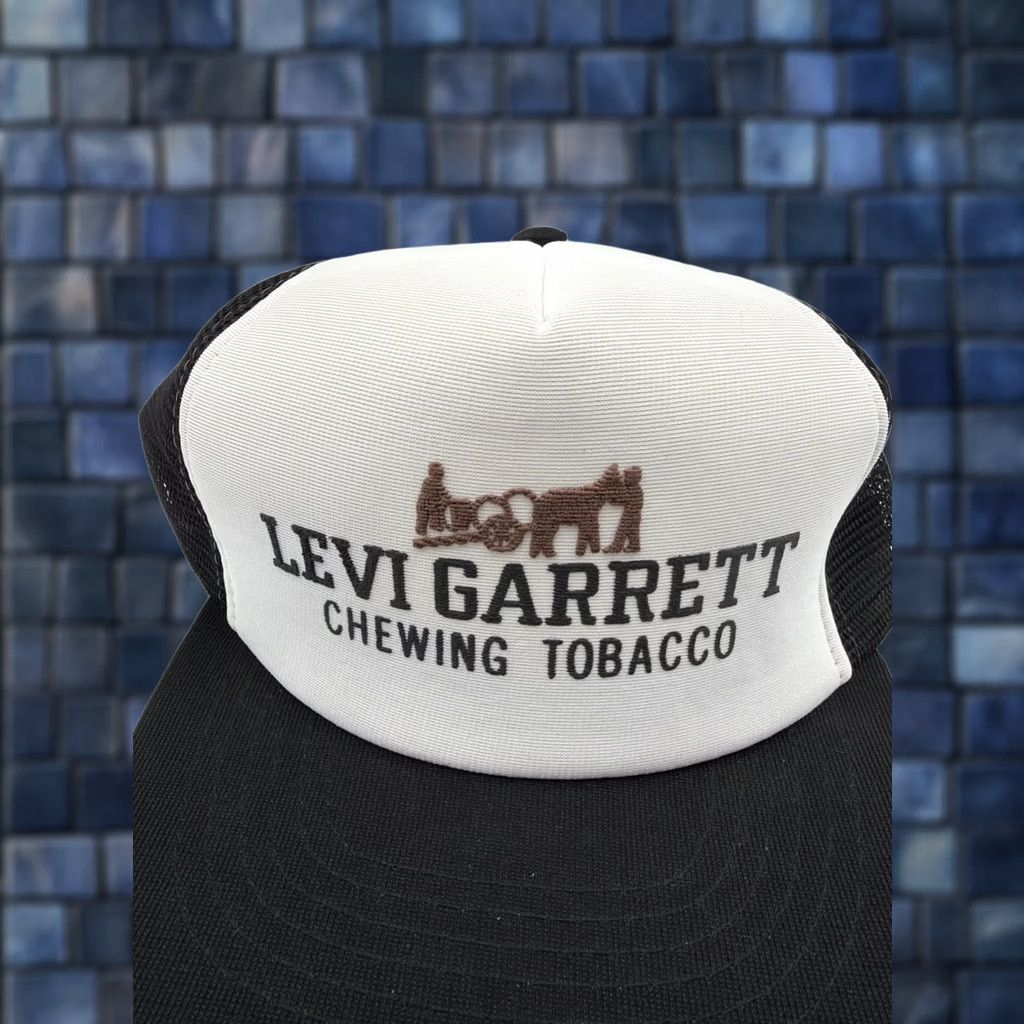 Vintage VINTAGE Levi Garrett Chewing Tobacco Snapback Hat M/L Men Brown Black White USA 80s Patch Adjustable Mens Size ONE SIZE - 1 Thumbnail