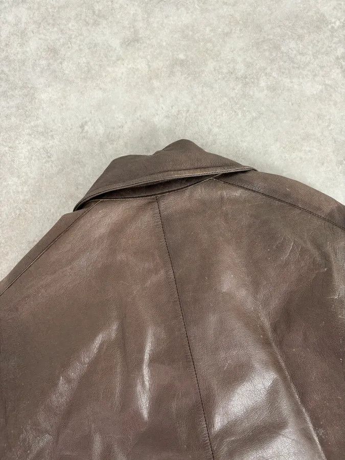Prada 2000s Prada Brown Avant-Garde Leather Asymmetrical Jacket Size US M / EU 48-50 / 2 - 6 Thumbnail