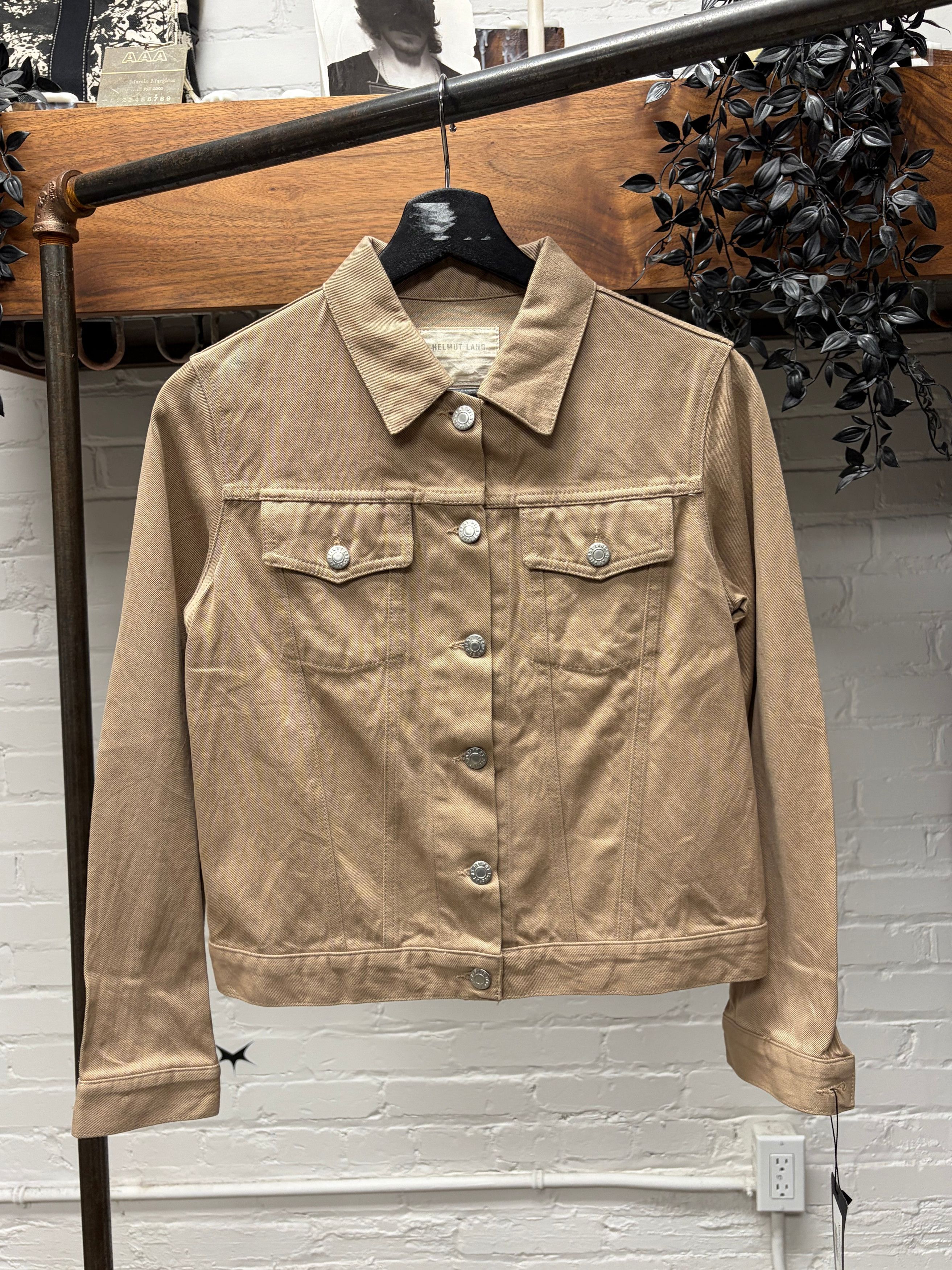 Helmut Lang Vintage Helmut Lang ‘Raw Silk Denim’ Brown Trucker Jacket Size US S / EU 44-46 / 1 - 1 Thumbnail
