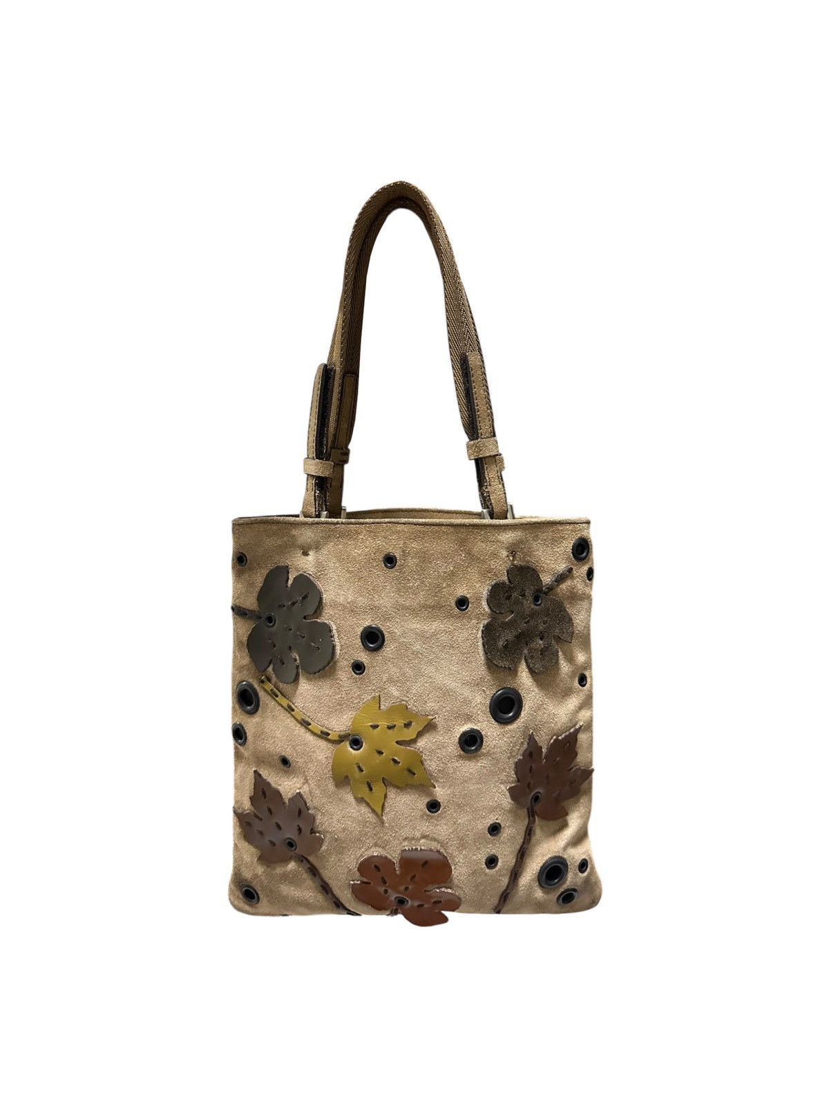 Prada PRADA F/W 1999 Appliqué Leaves Suede and Mesh Hand Bag Size ONE SIZE - 1 Thumbnail