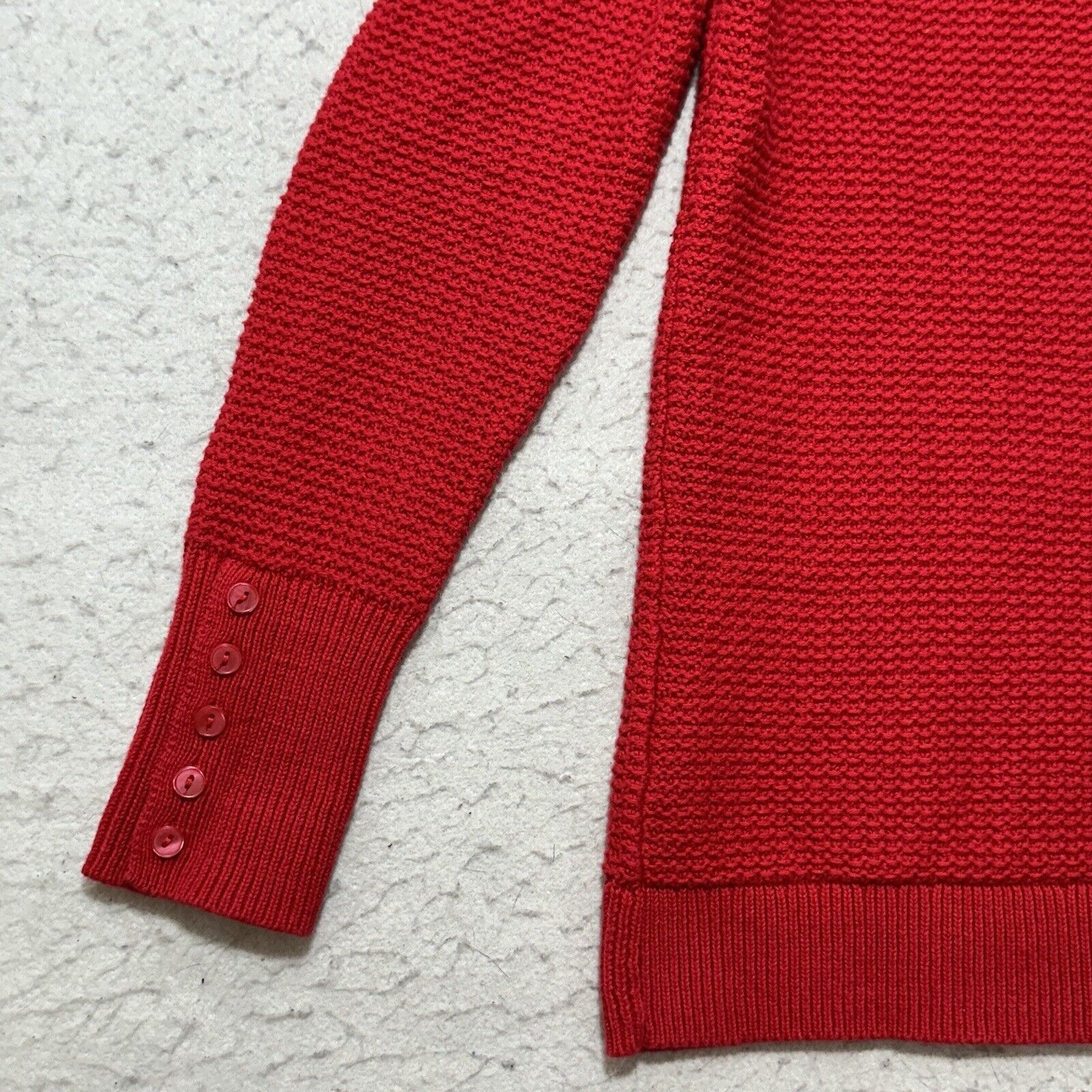 Loft LOFT XS Long Sleeve Crewneck Red Pullover Sweater Buttons Size XS / US 0-2 / IT 36-38 - 7 Thumbnail