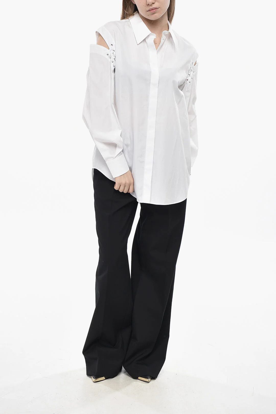 Alexander McQueen og1mm0426 Cotton Poplin Shirt in White Size M / US 6-8 / IT 42-44 - 4 Thumbnail