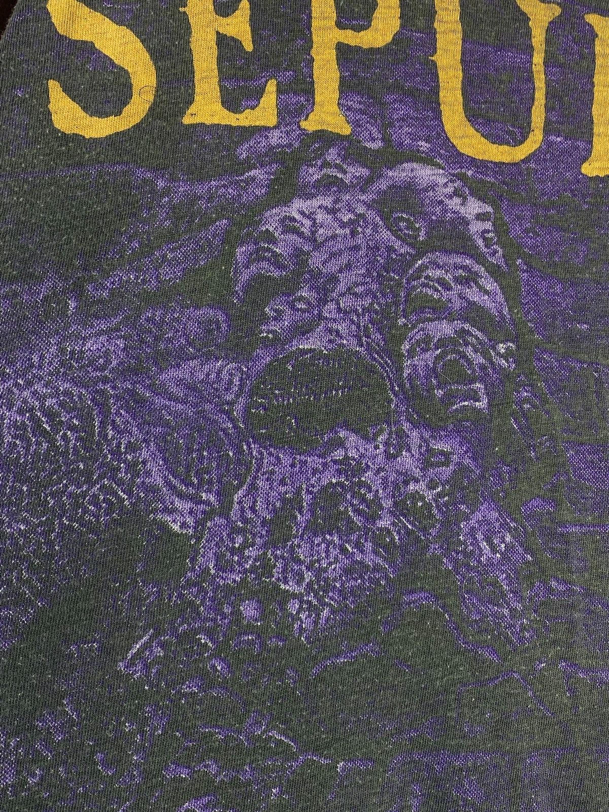 Band Tees Vintage 90s Sepultura All Over Print Blue Grape Tag T-shirt Size US XL / EU 56 / 4 - 9 Thumbnail