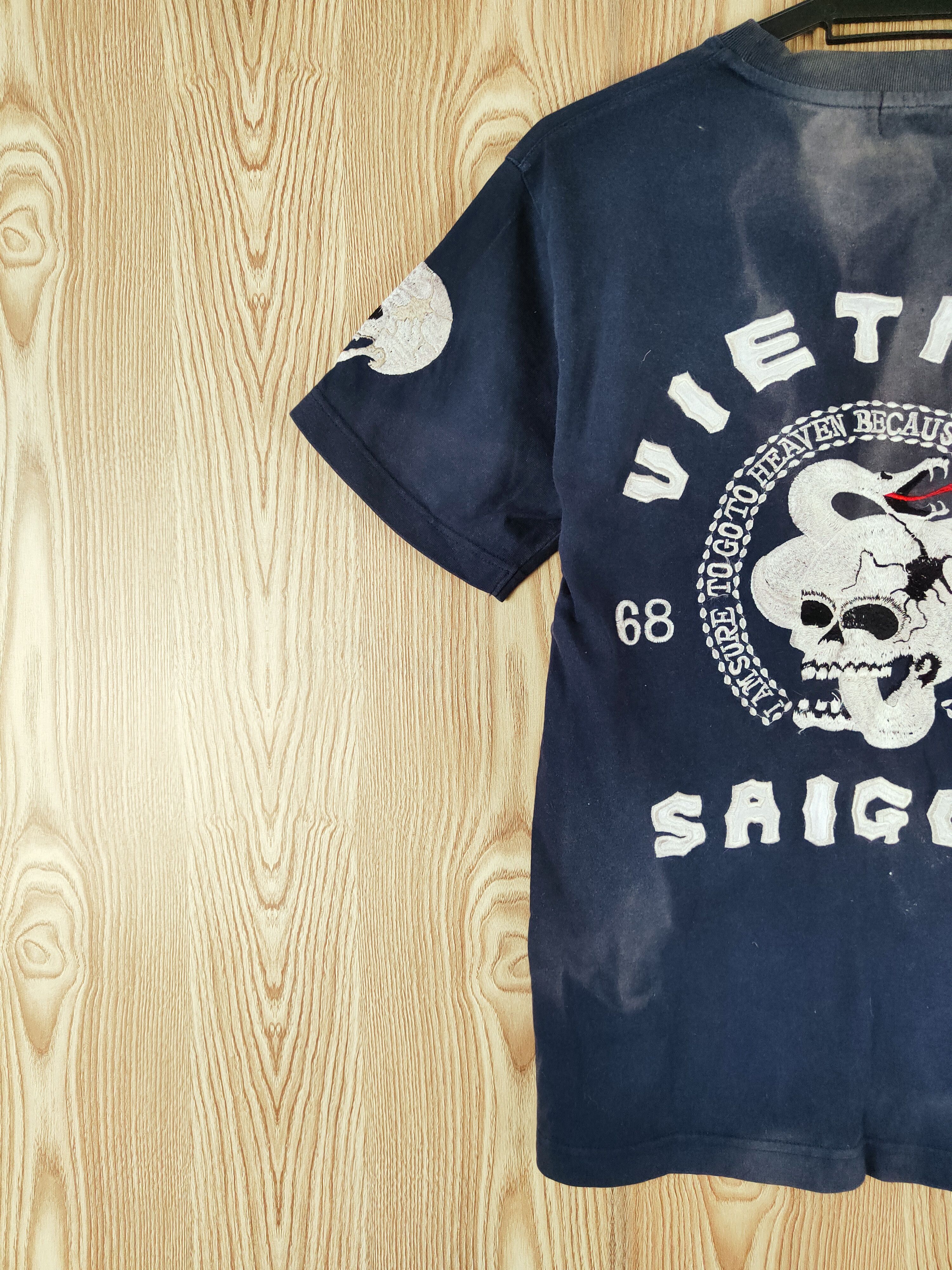 Japanese Brand Saigon Vietnam skull Back Street Crawler Navy Faded #W144 Size US S / EU 44-46 / 1 - 3 Thumbnail