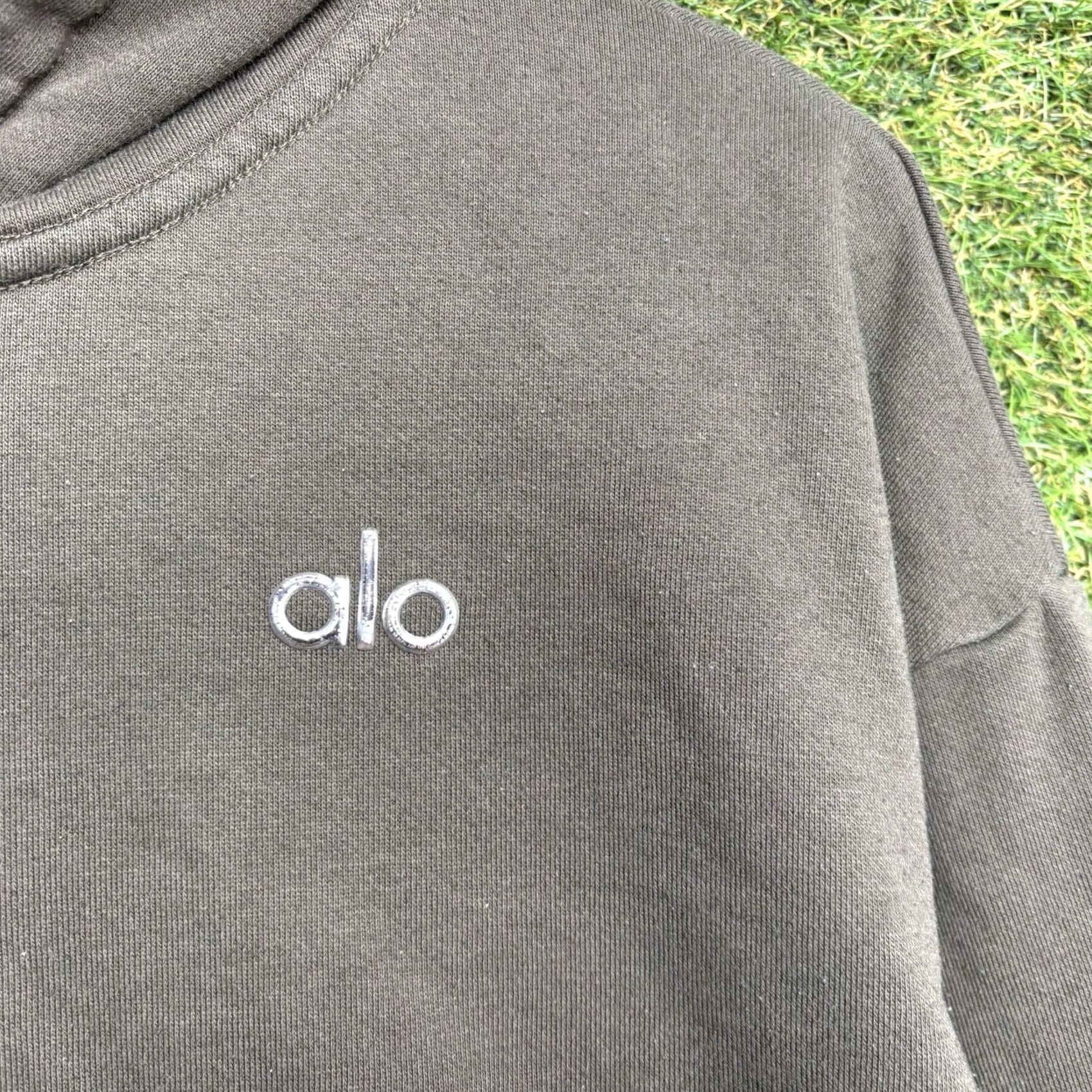 Alo Alo Accolade Hoodie Womens XS Espresso Brown Casual Comfort Yoga Athletic Pullover Crew Neck Long Sleeve Logo? Size XS / US 0-2 / IT 36-38 - 5 Thumbnail