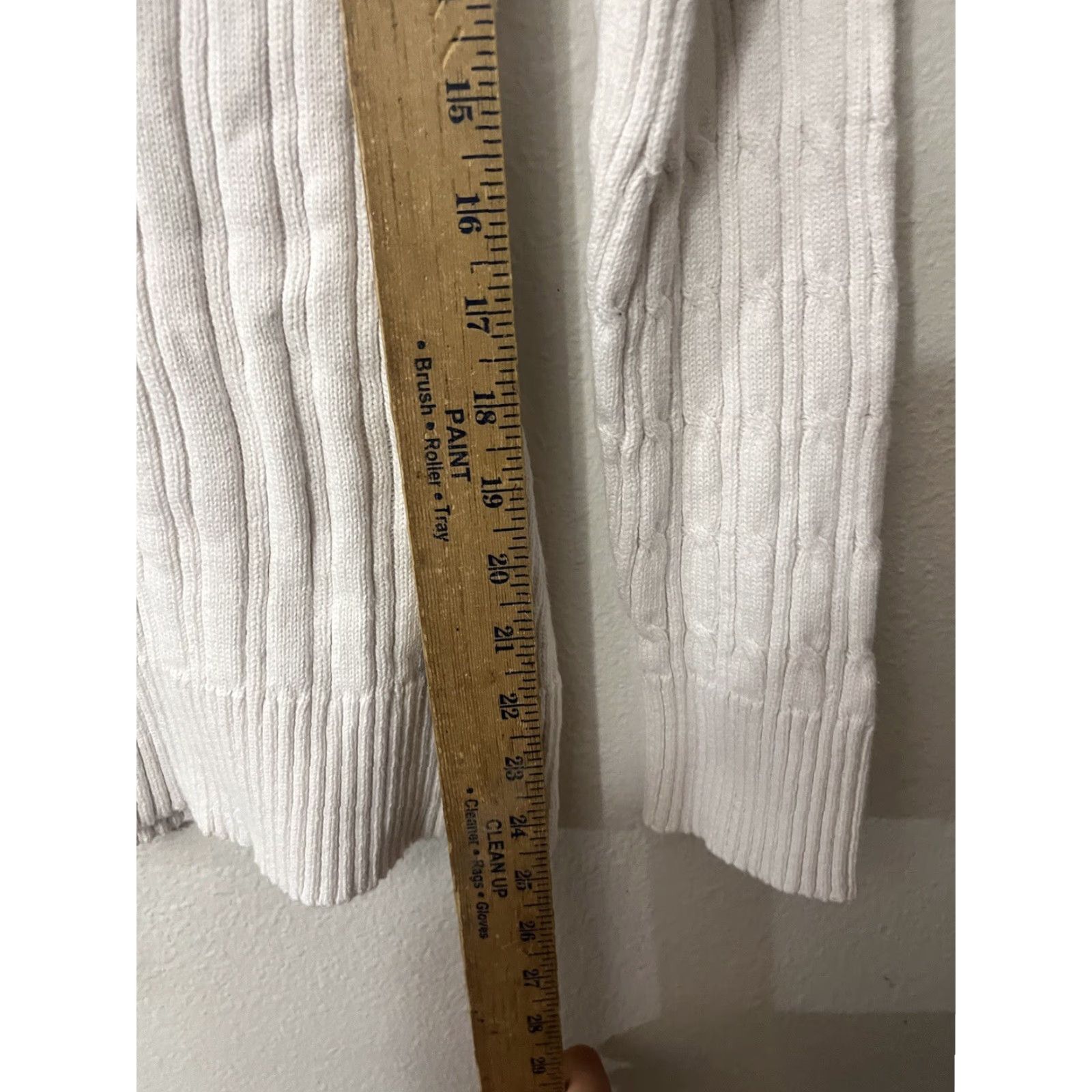 Liz Claiborne Liz Claiborne Sweater L White V-Neck Long Sleeve Cable-Knit Cotton Pullover Women Size L / US 10 / IT 46 - 4 Thumbnail