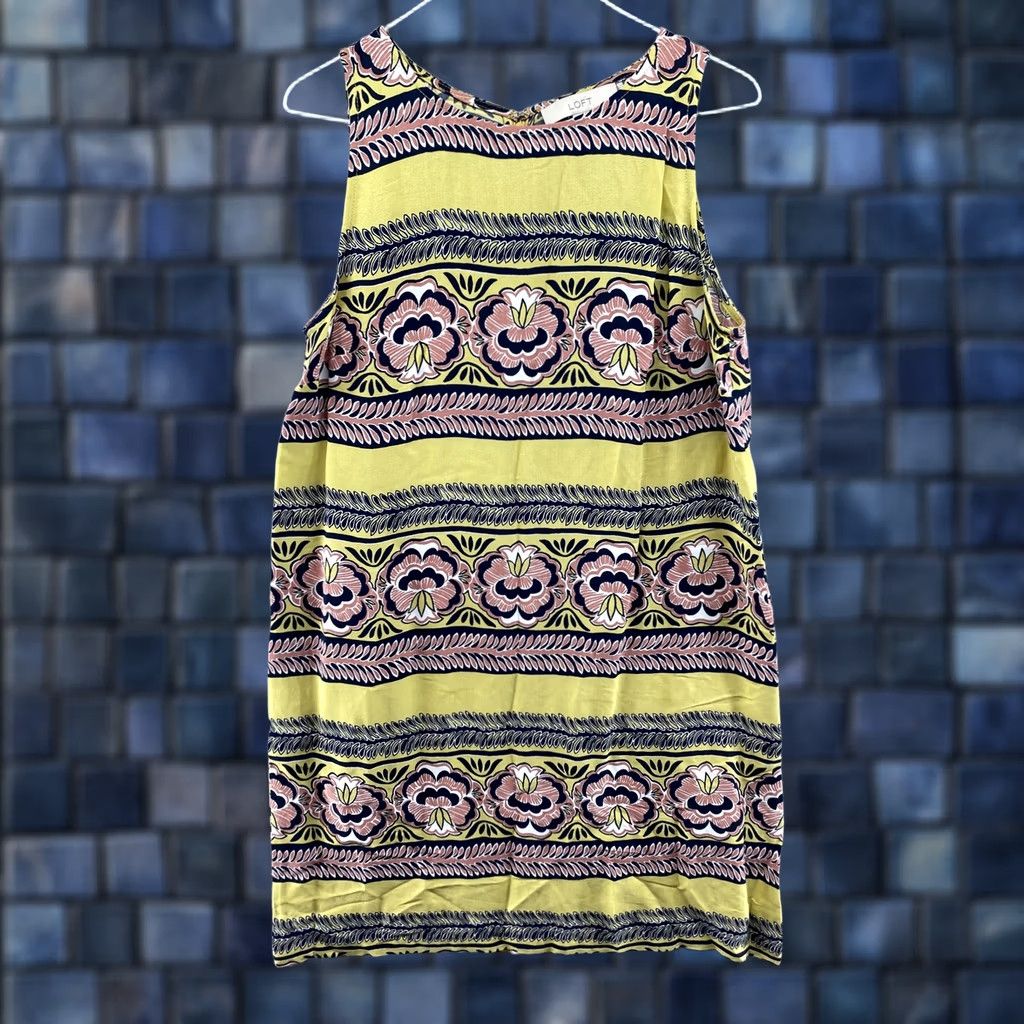 Loft LOFT Ann Taylor Floral Sleeveless Rayon Knee Length Dress M Multicolor Women’s Size Medium Casual Dress Size M / US 6-8 / IT 42-44 - 1 Thumbnail