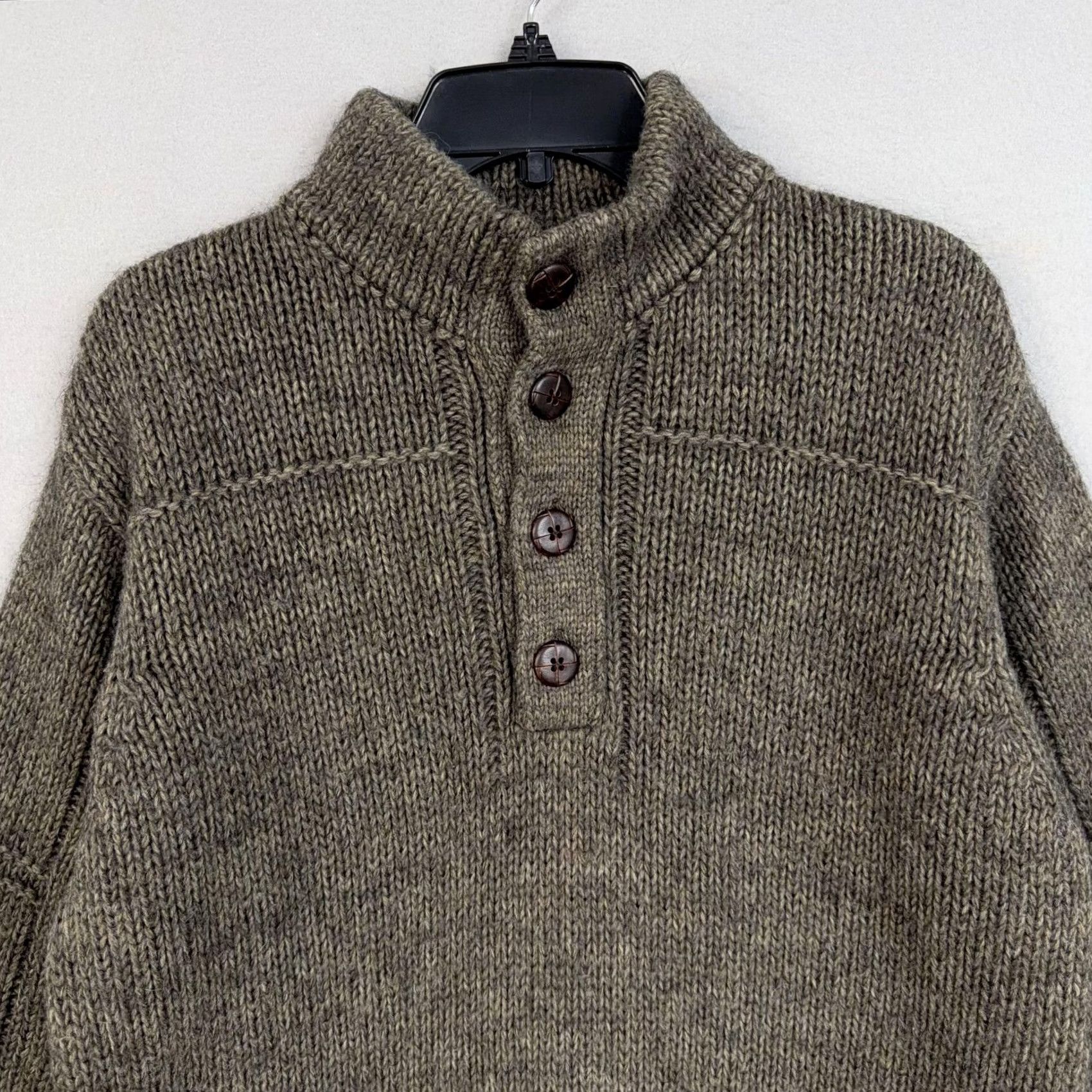 Vintage Luidiana Mens Brown Chunky-Knit Mock Neck Henley Sweater Wool Blend Italy Pullover Size M Regular Fit Heavyweight Mantle Winter Casual Mens Size US M / EU 48-50 / 2 - 2 Thumbnail