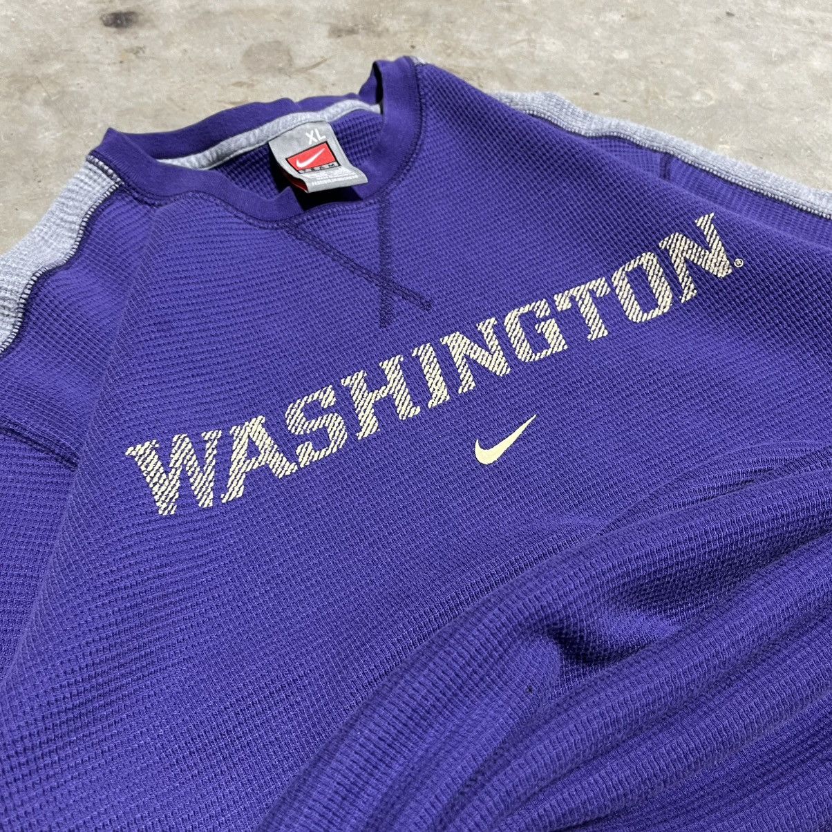 Nike × Vintage Nike 90s/Y2K Washington Thermal Crewneck Sweatshirt Mens XL Size US XL / EU 56 / 4 - 4 Thumbnail