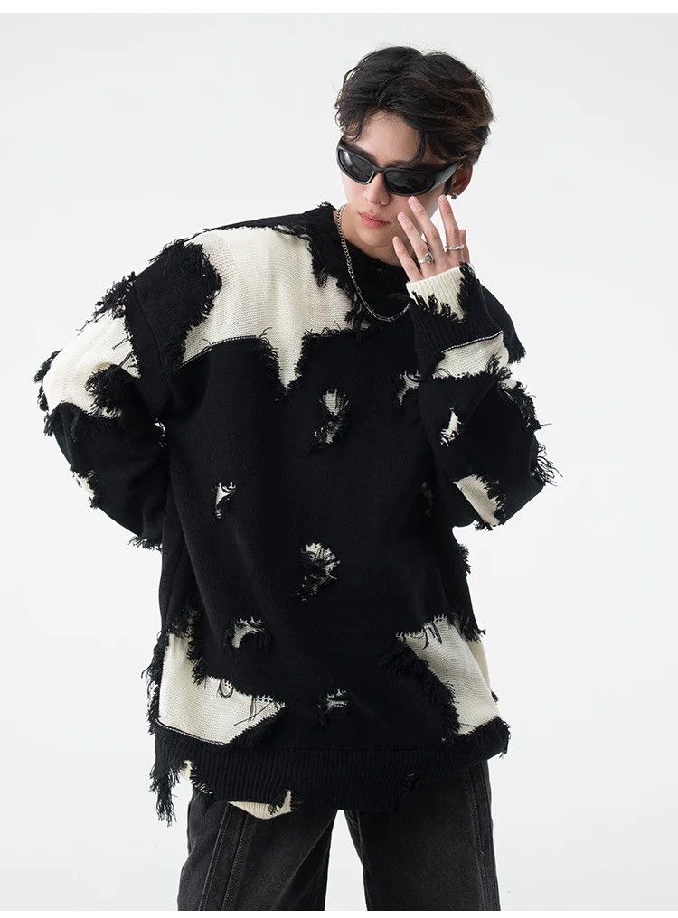 Japanese Brand × Vintage Retro hip hop star distressed oversized sweater knitwear Size US L / EU 52-54 / 3 - 7 Thumbnail