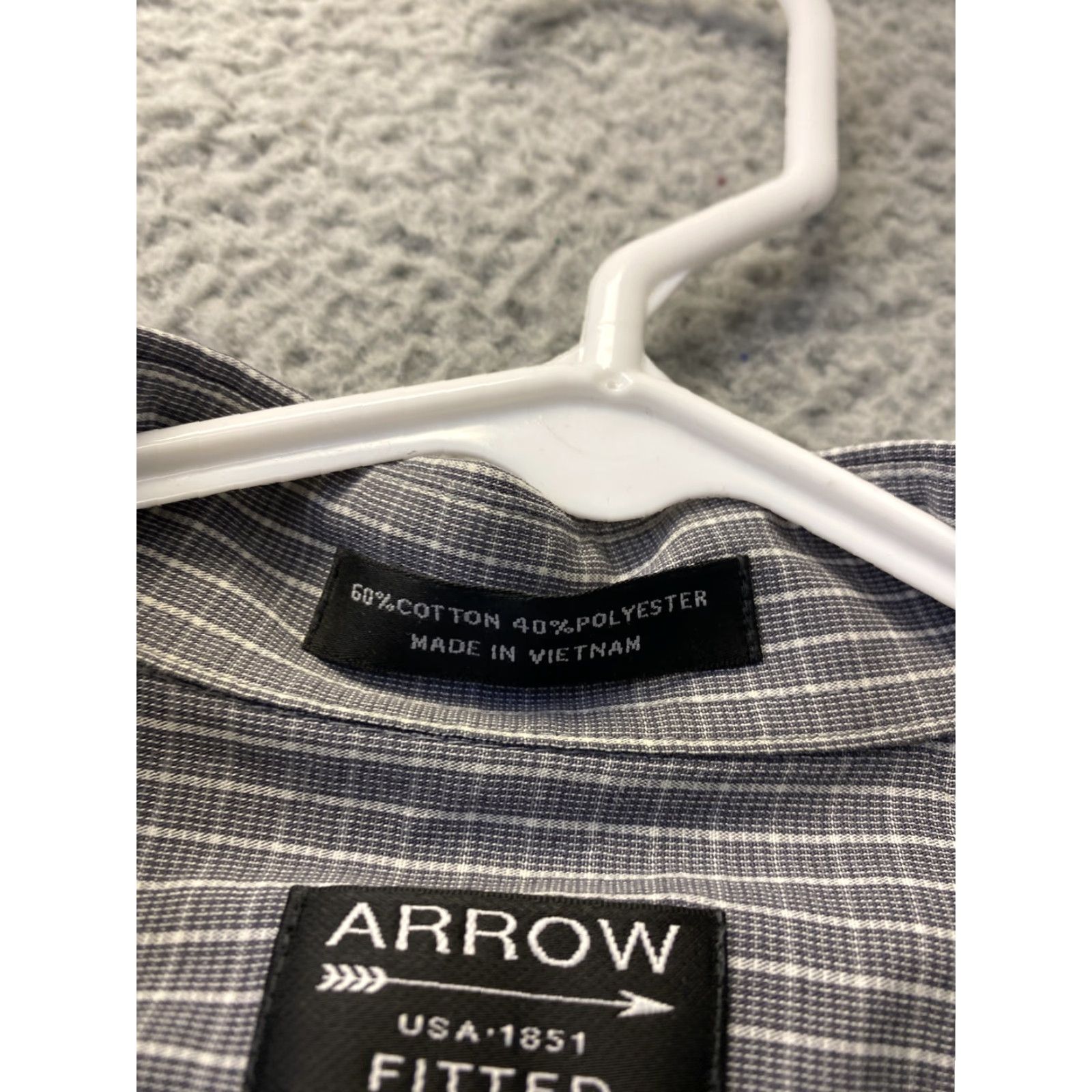 Arrow Arrow Dress Shirt Men’s XL Gray Long Sleeve Check Button-Up Casual, 17 32/33, Regular Fit, Classic Pattern, Office/Business, Arrow Size US XL / EU 56 / 4 - 5 Thumbnail