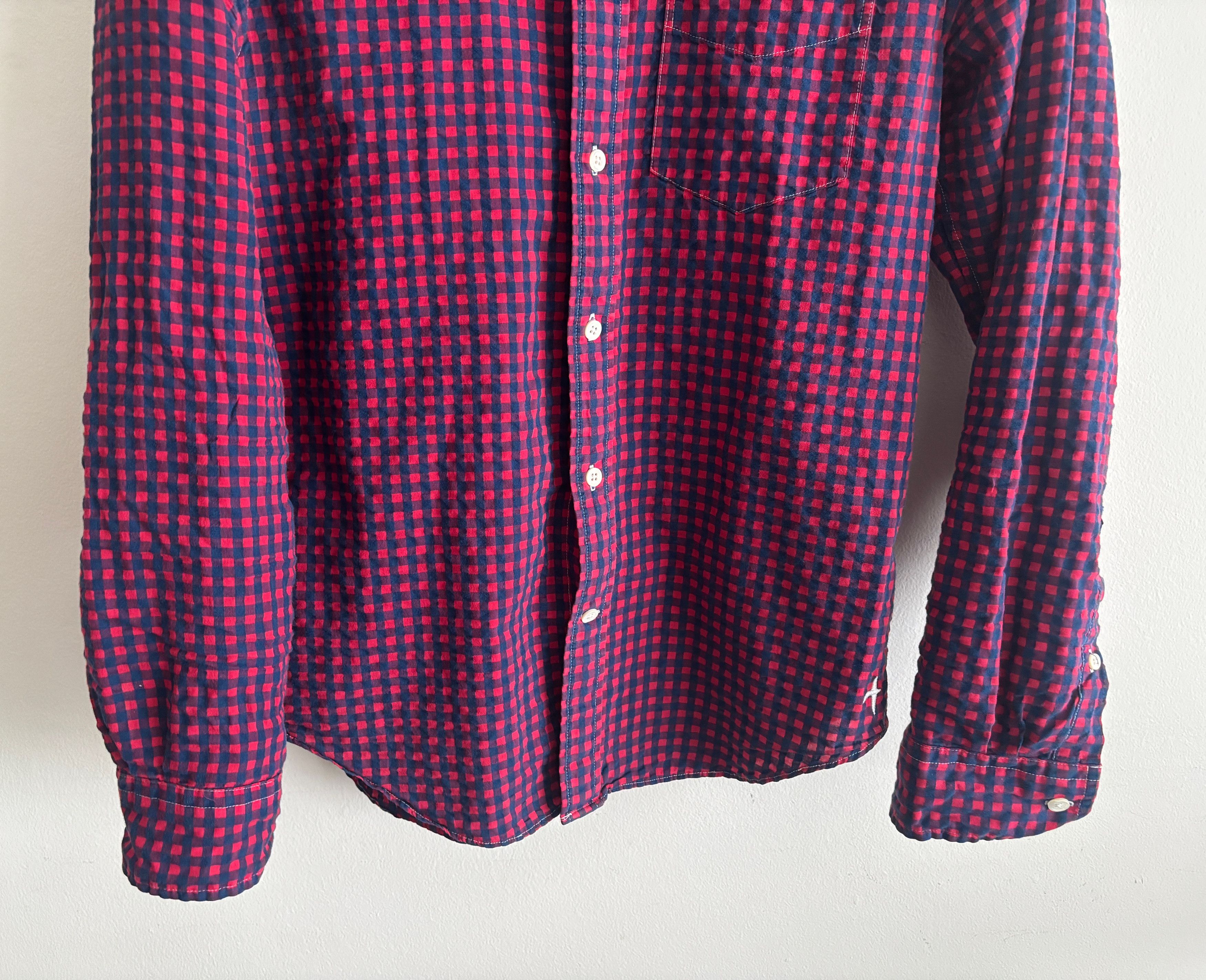 Relwen Gingham Cotton Seersucker Long Sleeve Button Down Shirt Size US S / EU 44-46 / 1 - 3 Thumbnail