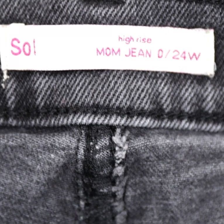 Vintage SO Jeans Womens Mom Jean Black Denim Distressed High Rise Size 0 24W Size 25" / US 0 / IT 36 - 5 Thumbnail