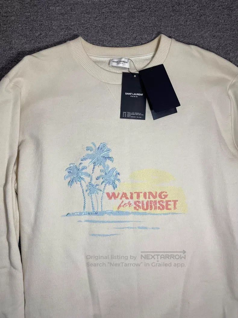 Saint Laurent Paris Saint Laurent Paris Off-White Round Neck Palm Tree Hoodie Size US M / EU 48-50 / 2 - 2 Thumbnail