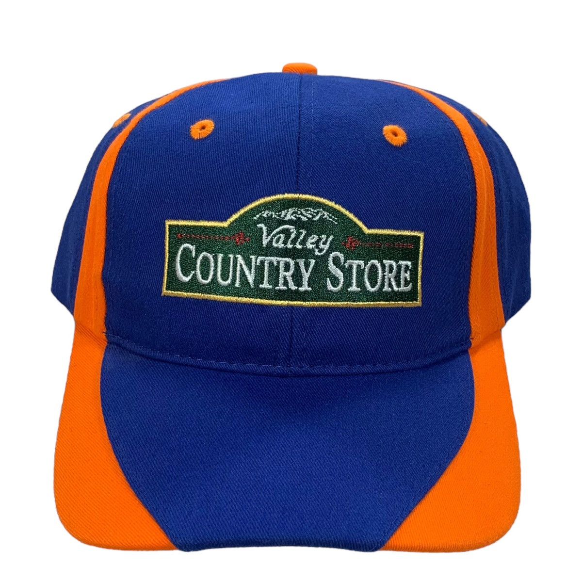 Vintage Valley Country Store Sign Logo Blue & Orange Strapback Hat Size ONE SIZE - 1 Thumbnail