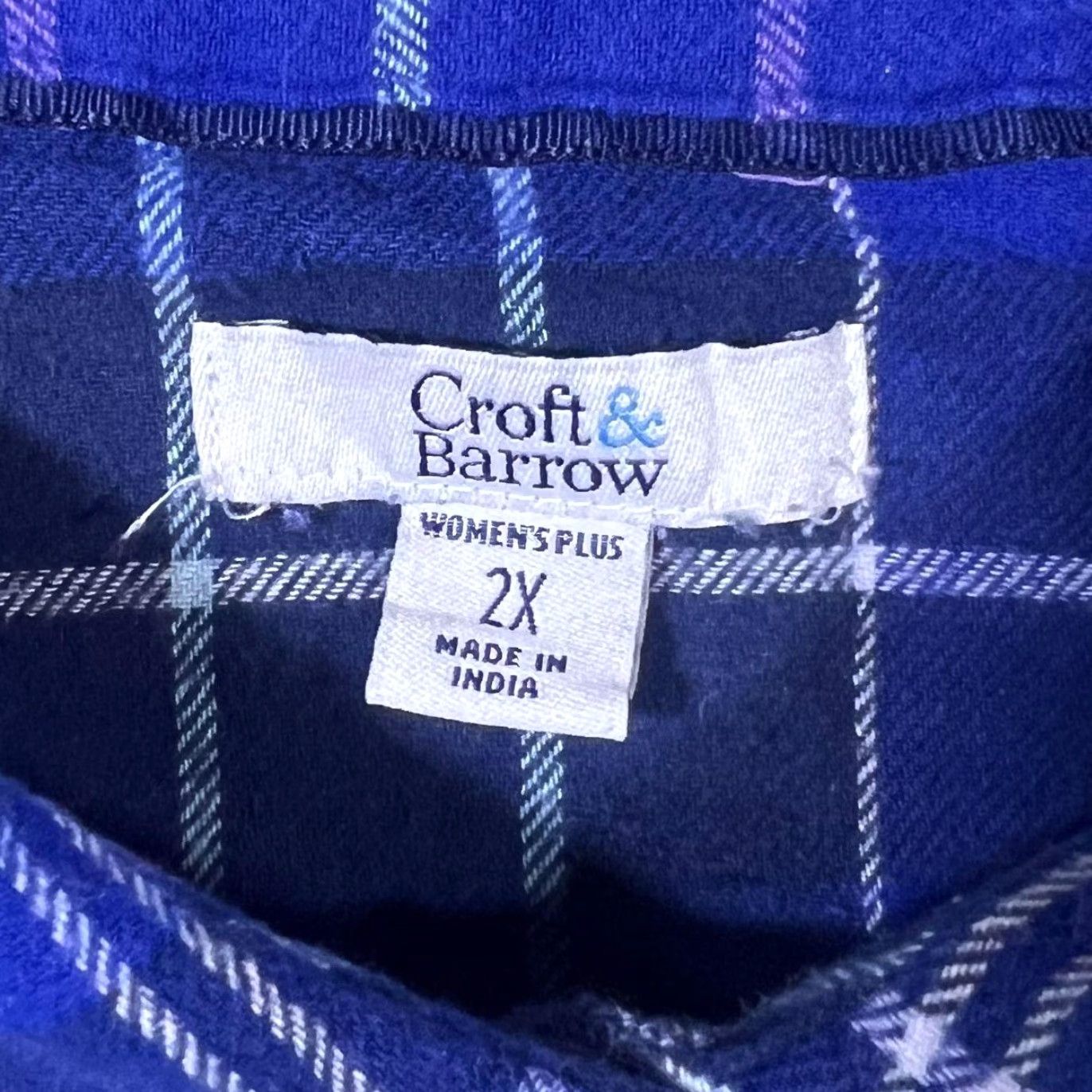 Croft & Barrow Croft & Barrow Blue Plaid Check Long Sleeve Cotton Flannel Shirt Womens XXL Size XXL / US 16-18 / IT 52-54 - 4 Thumbnail