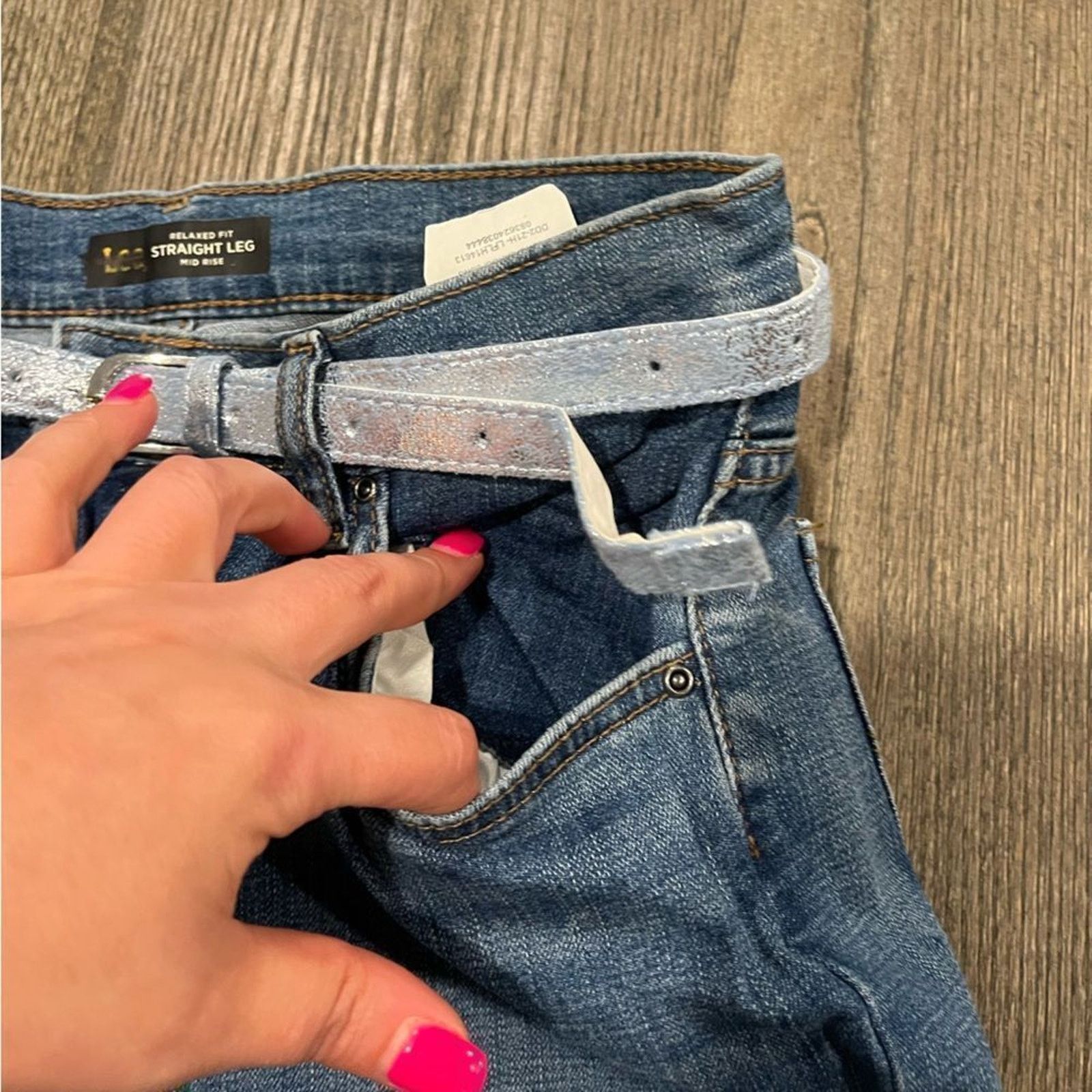 Lee Lee Girls Relaxed Fit Straight Leg Mid Rise Belted 10 Long Size 32" / US 10 / IT 46 - 5 Thumbnail