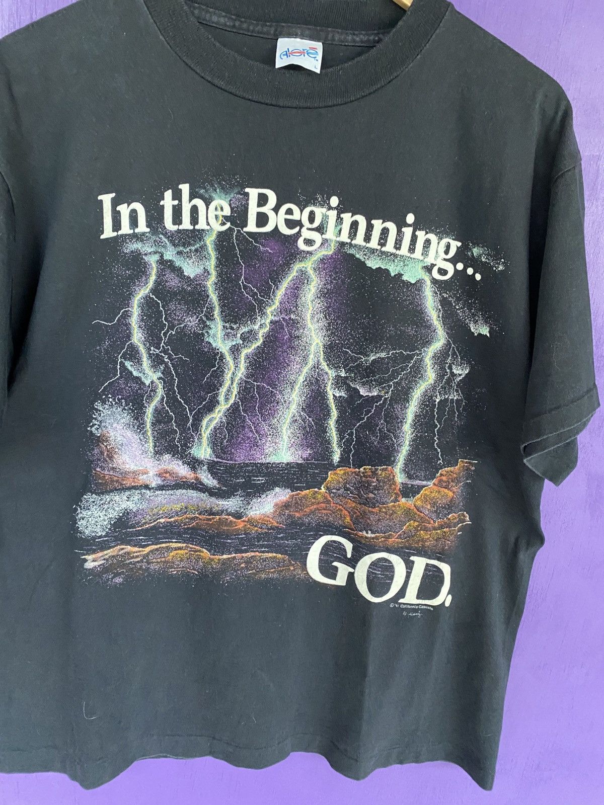 Other Vintage 1991 In the beginning God lightning t-shirt Size US L / EU 52-54 / 3 - 3 Thumbnail