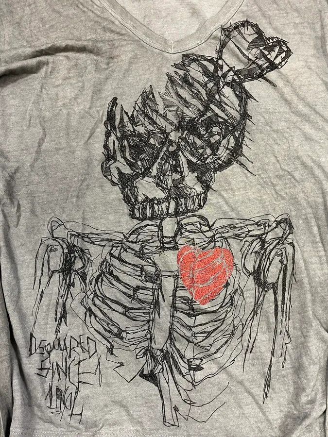 Designer × Dsquared2 × Vintage AW2010 Dsquared2 Skeleton Lover Grey Longsleeves Size US M / EU 48-50 / 2 - 5 Thumbnail