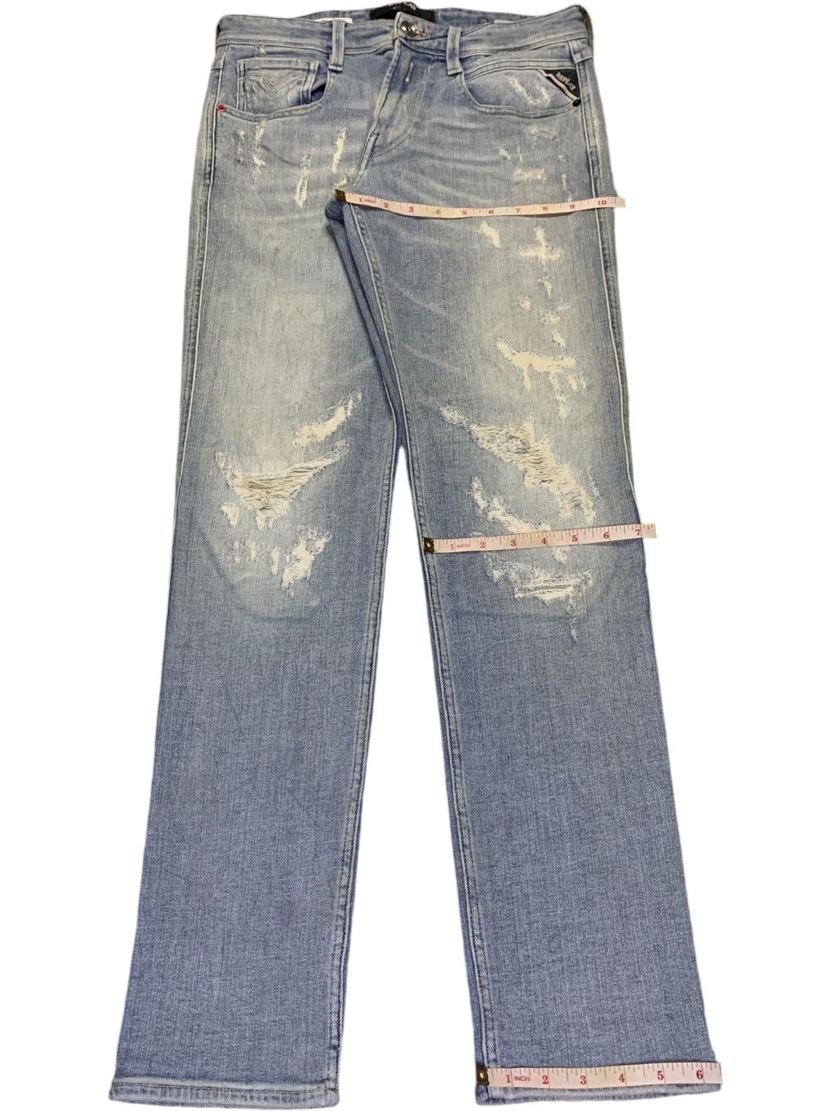 Japanese Brand × Replay Vintage Rattle Trap X Replay Faded Wash Distress Slim Jeans Size US 30 / EU 46 - 16 Thumbnail