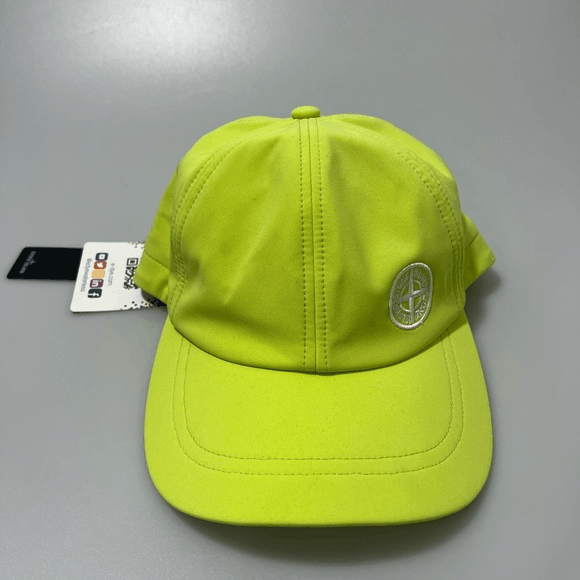 image of Stone Island Neon Yellow Hi Vis Logo Hat Cap Men's L Stretch in Green