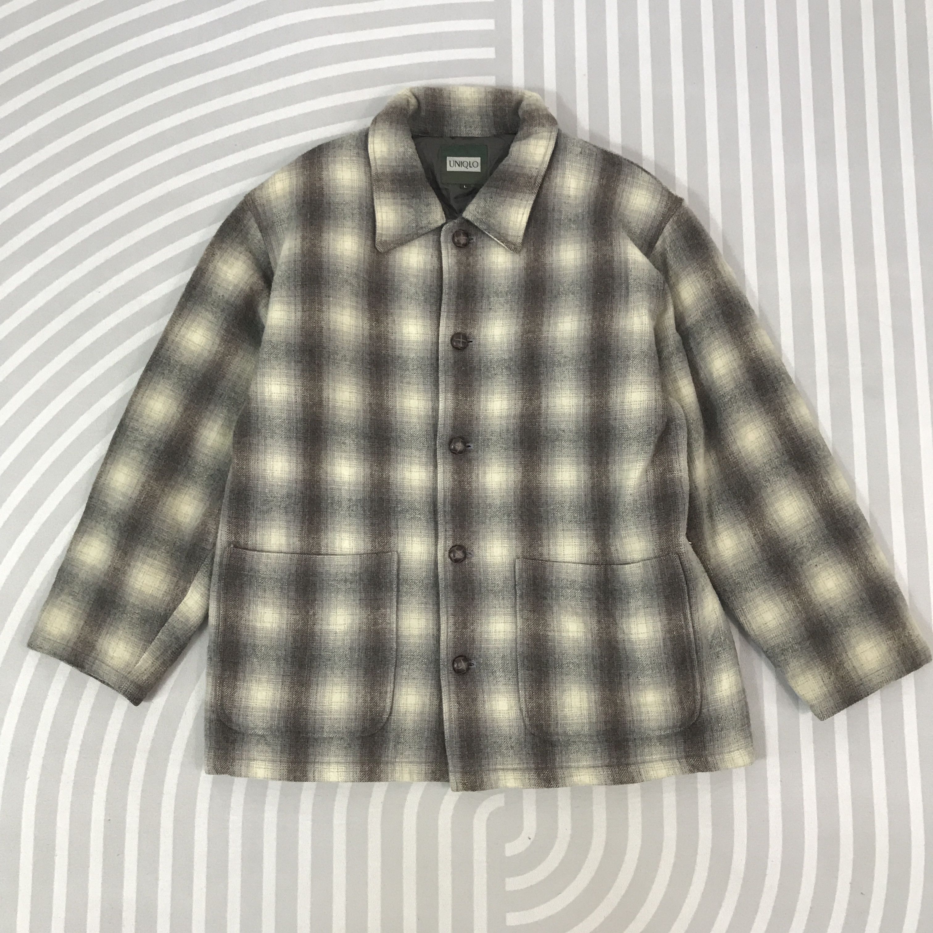 Uniqlo × Vintage Vintage 80s Uniqlo Tartan button Jacket Size US L / EU 52-54 / 3 - 1 Thumbnail