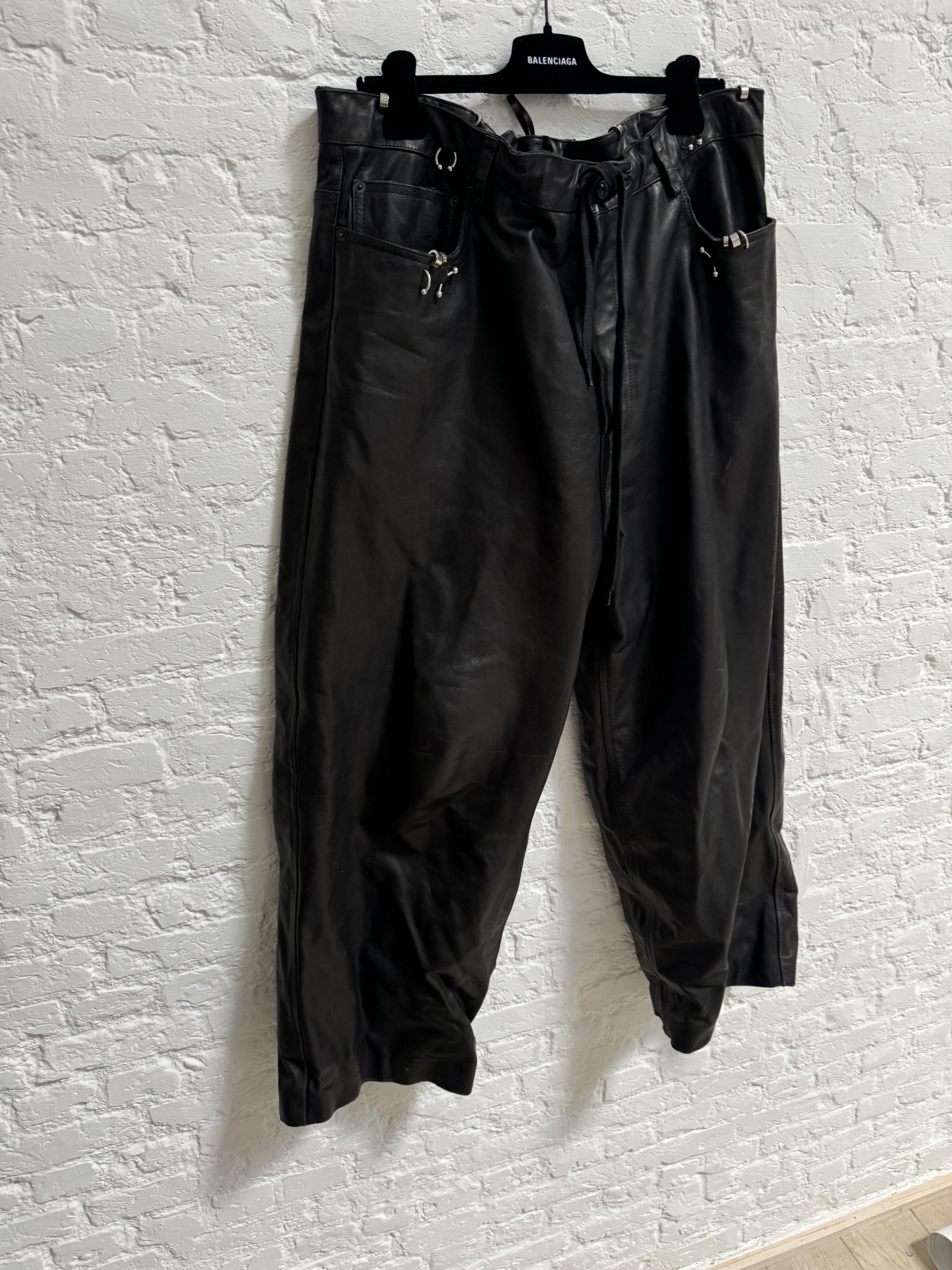 Balenciaga Balenciaga Pierced Leather Pants Size US 36 / EU 52 - 2 Thumbnail