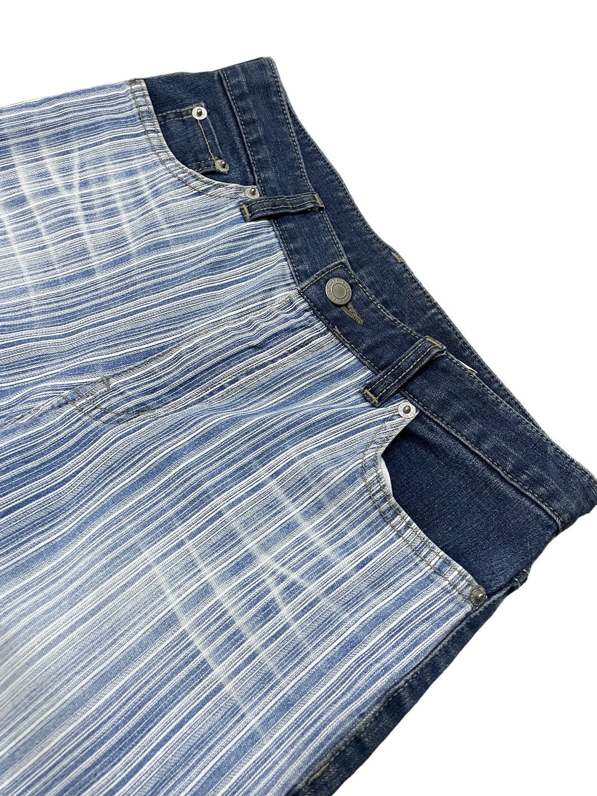 FUSAI × Hysteric Glamour × PPFM Flared Hybrid Border Stripe Japanese Brand Denim Pants Size US 28 / EU 44 - 7 Thumbnail